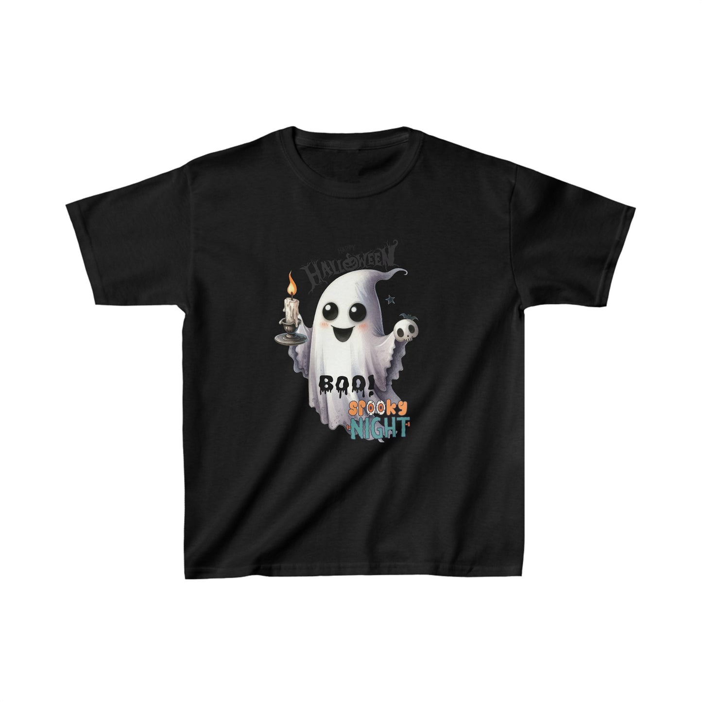 Boo spooky Night Halloween Kids Shirt, Spooky Halloween Kids Heavy Cotton™ Tee, Spooky Season Kids Shirt, Spooky Vibes Shirt, Trick Or Treat Cotton T-Shirt.