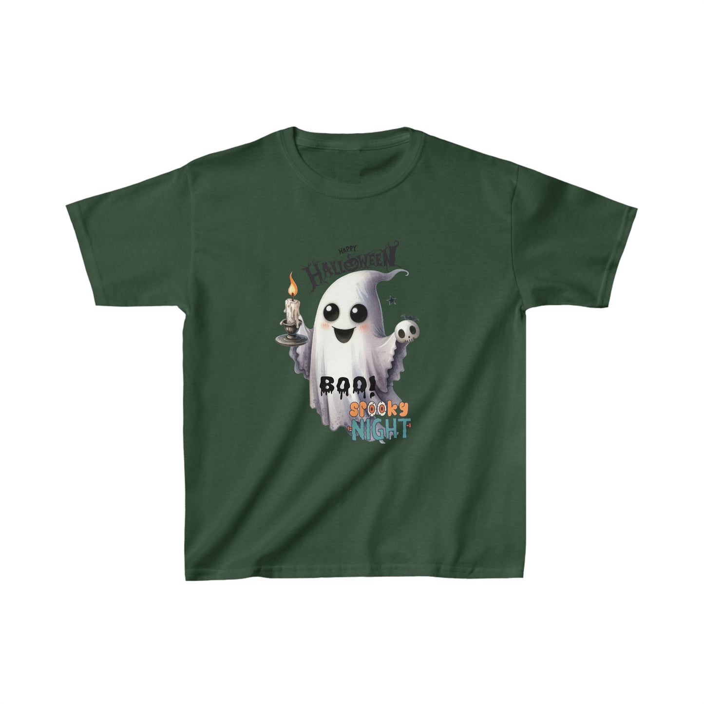 Boo spooky Night Halloween Kids Shirt, Spooky Halloween Kids Heavy Cotton™ Tee, Spooky Season Kids Shirt, Spooky Vibes Shirt, Trick Or Treat Cotton T-Shirt.