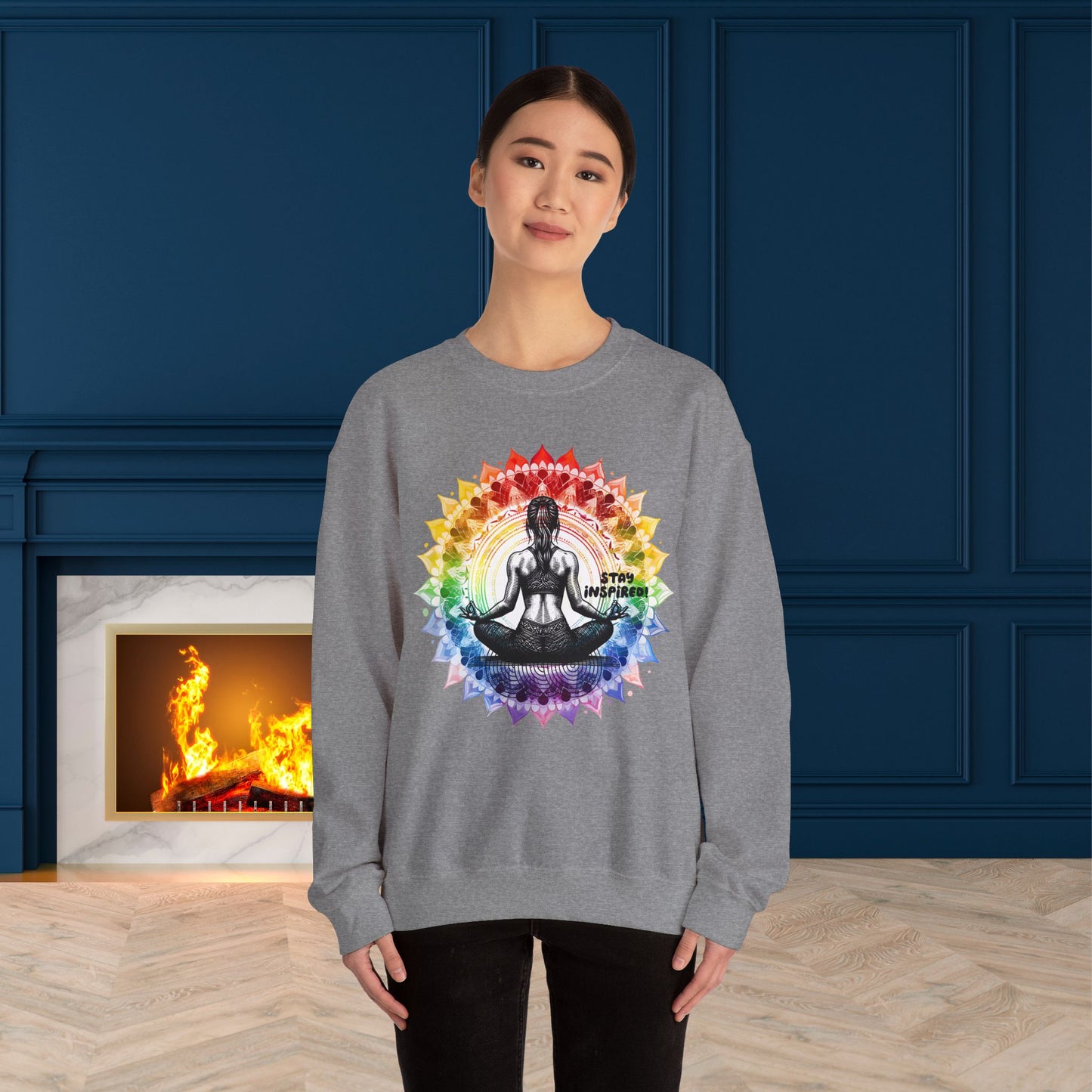 Stay Inspired Yoga unisex heavy blend crewneck sweatshirt,Yoga workout Sweatshirt,Yoga lovers Sweatshirt, Yoga Instructor Gift, Gym Sweatshirt, Gift For Yoga lovers, Gift For Yogi.