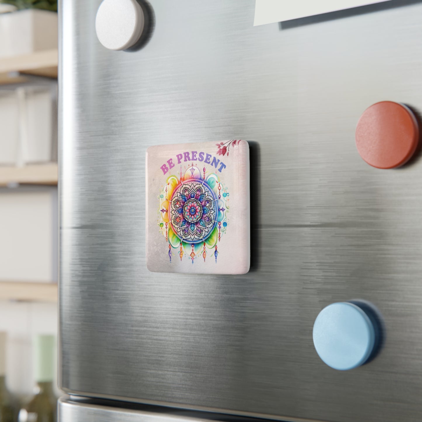 Be Present Yoga Porcelain Magnet, Square, Cute Porcelain Magnet, Mindful Gift, Yoga lovers Porcelain Magnet, Yoga Instructor Gift, Gift For Yoga lovers, Gift For Yogi.