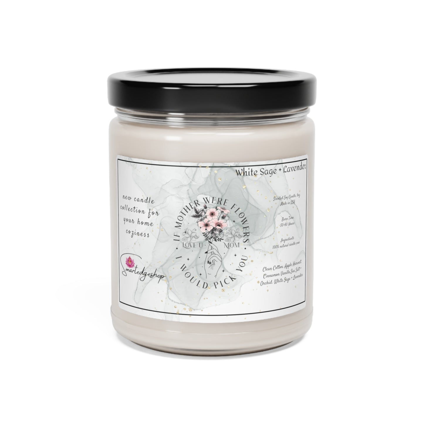 Happy Mother's Day Scented Soy Candle, 9oz, Gift for mom.