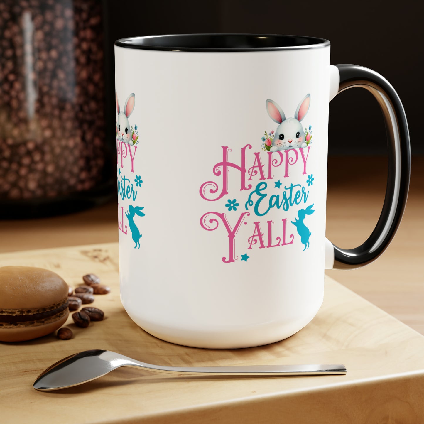 Happy Easter Two-Tone Coffee Mugs, 15oz