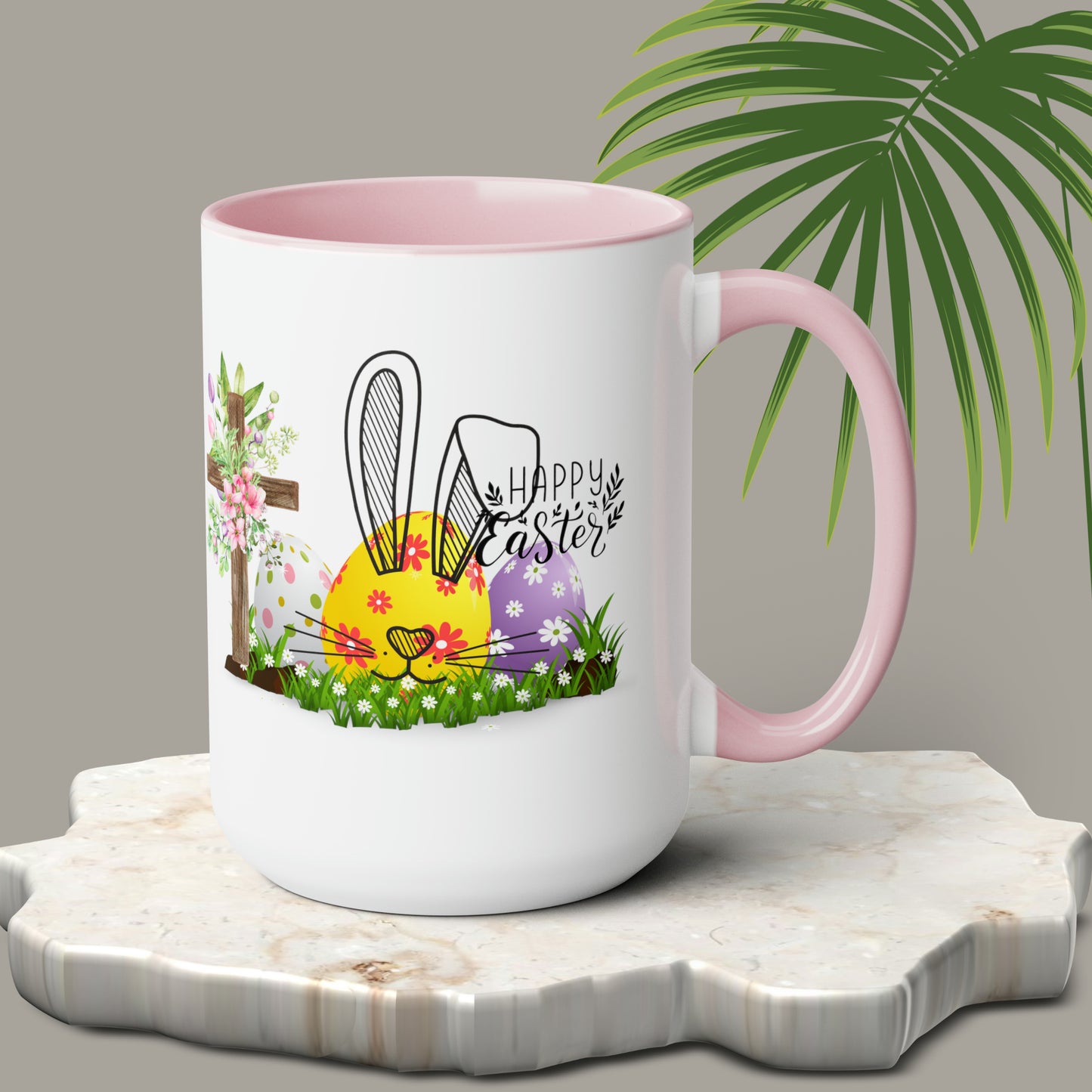 Happy EasterTwo-Tone Coffee Mugs, 15oz