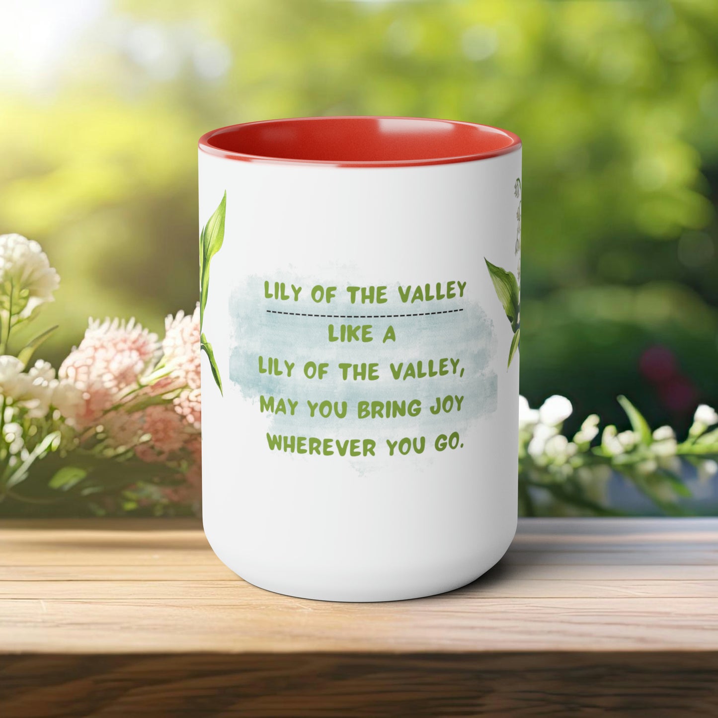 Birth Month FlowerTwo-Tone Coffee Mugs, 15oz, May Birth Month Flower mug.