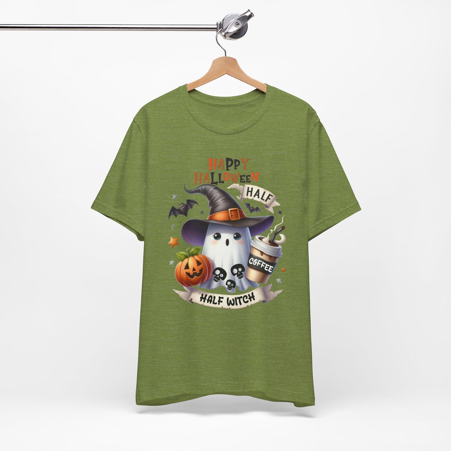 Half Coffee Half Witch T-shirt, Happy Halloween T-shirt, Trick Or Treat T-shirt, Halloween T-shirt, Cool Halloween T-shirt, Spooky T-shirt,