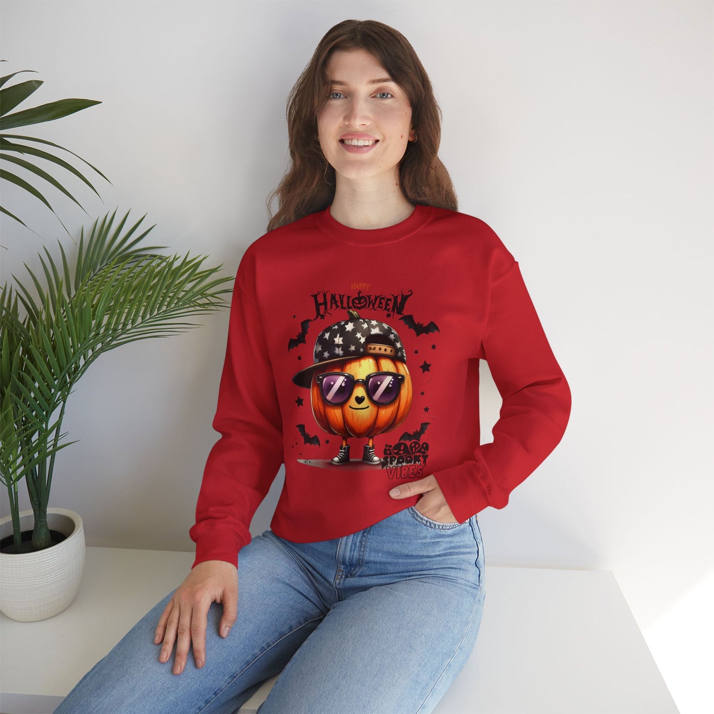Spooky Vibes Halloween Sweatshirt, Happy Halloween Sweatshirt - Unisex Heavy Blend Crewneck, Halloween Sweatshirt, Cute Spooky Ghost sweatshirt.