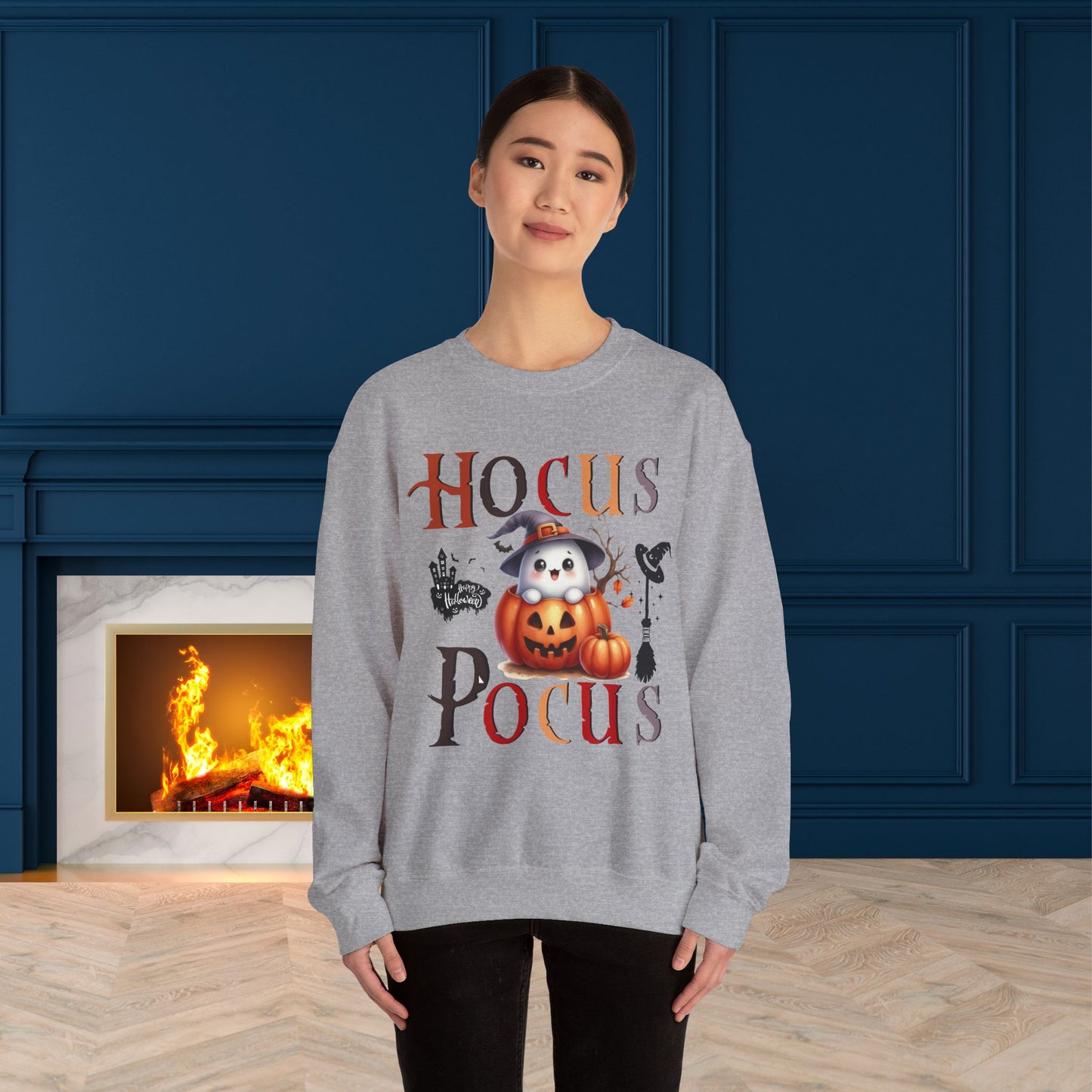 Hocus Pocus Happy Halloween Sweatshirt, Happy Halloween Sweatshirt - Unisex Heavy Blend Crewneck, Halloween Sweatshirt, Cute Spooky Ghost sweatshirt.