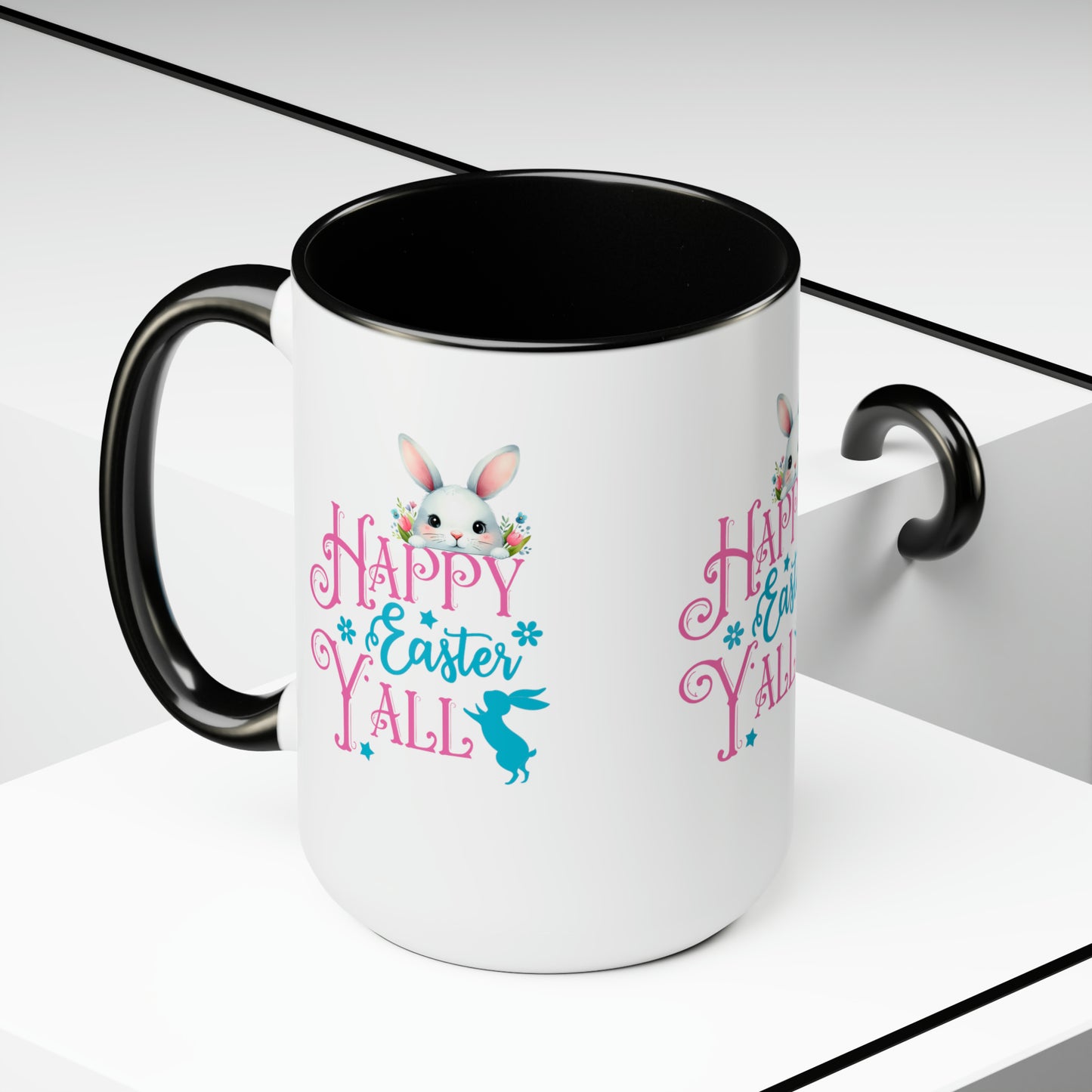 Happy Easter Two-Tone Coffee Mugs, 15oz