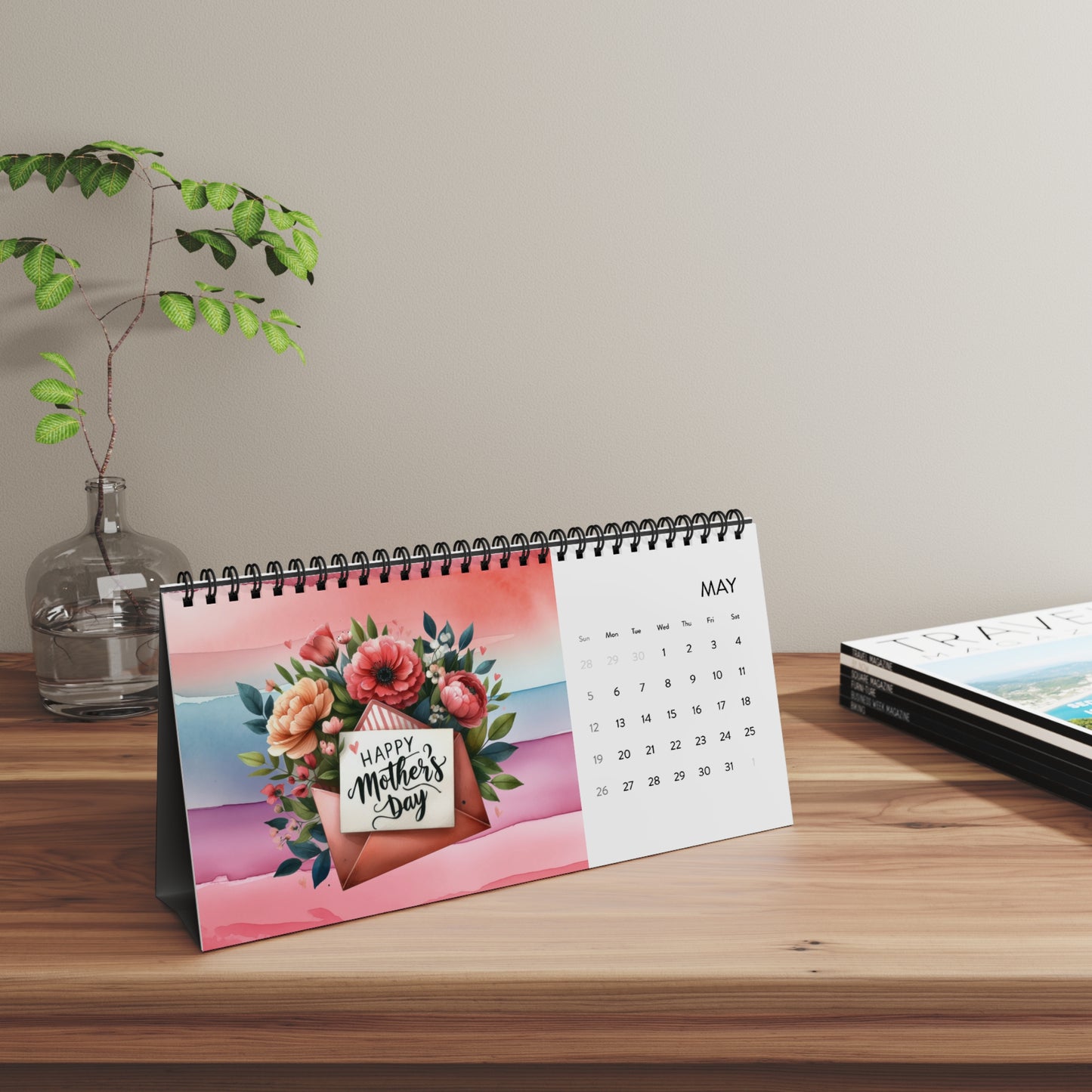 Happy Mother's Day Desktop Calendar (2024 grid)