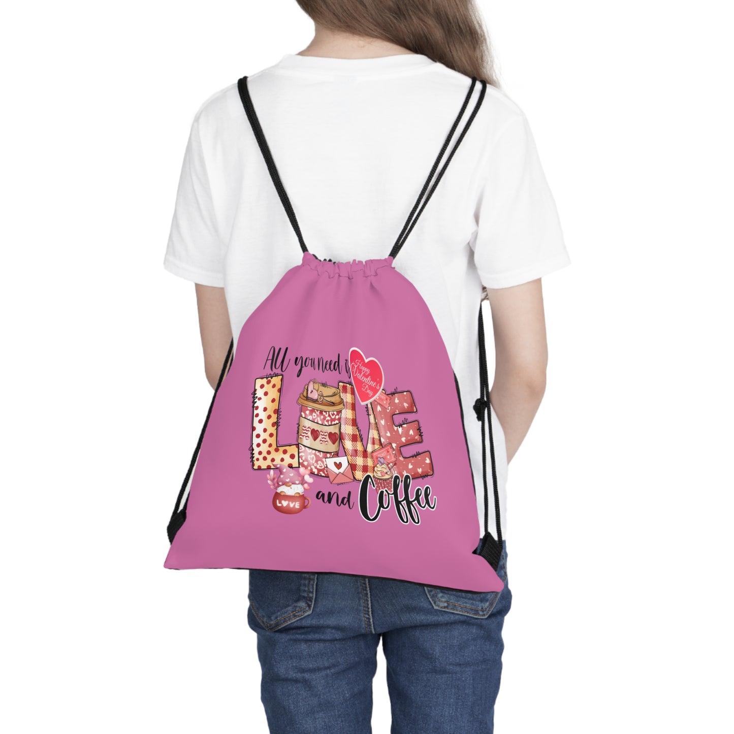 Happy Valentines Day Drawstring Bag