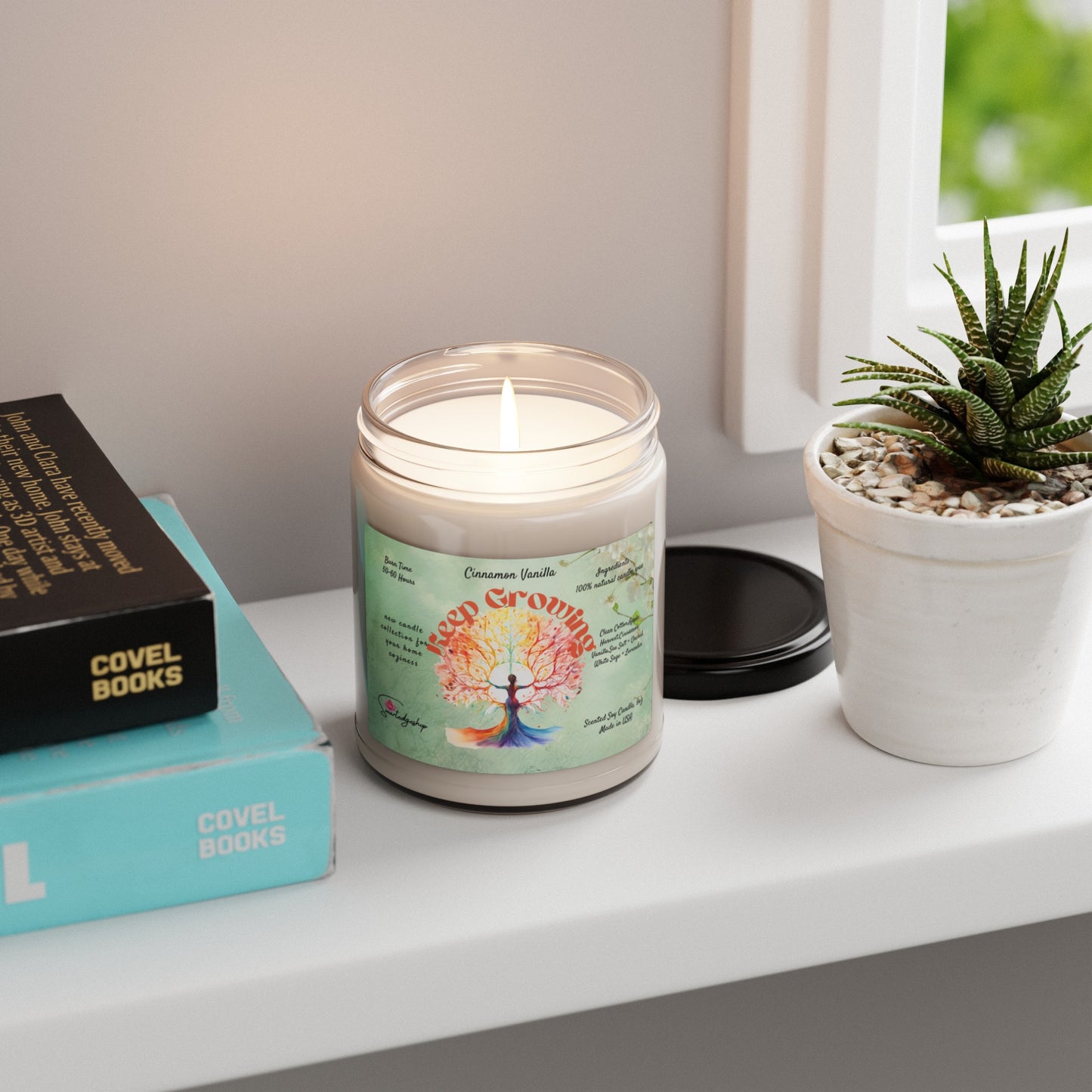 Keep Growing Yoga Scented Soy Candle, 9oz,Yoga , CuteCandle, Mindful Gift, Yoga lovers candle, Yoga Instructor Gift, Gift For Yoga lovers, Gift For Yogi.