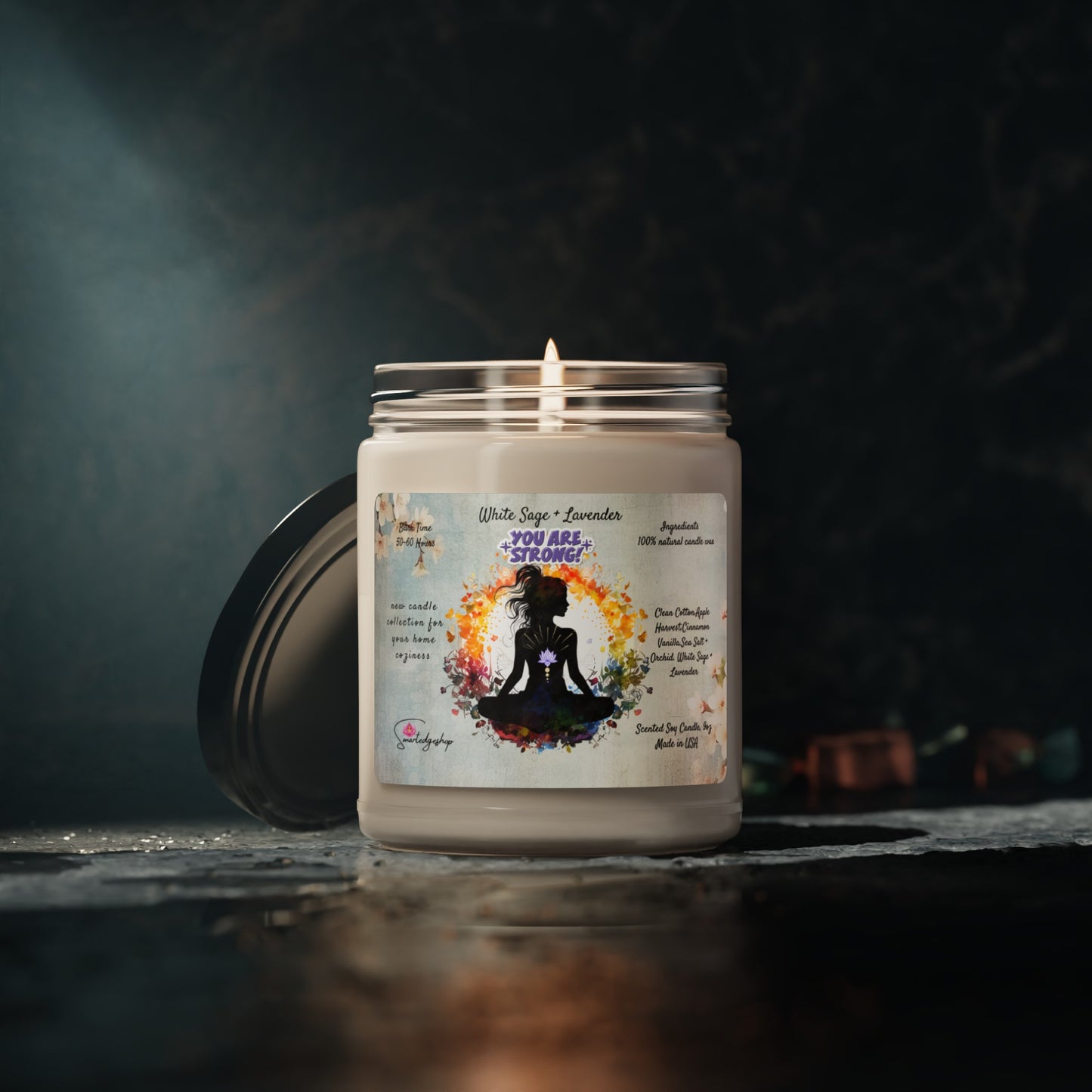 You Are strong Yoga Scented Soy Candle, 9oz,Yoga , CuteCandle, Mindful Gift, Yoga lovers candle, Yoga Instructor Gift, Gift For Yoga lovers, Gift For Yogi.