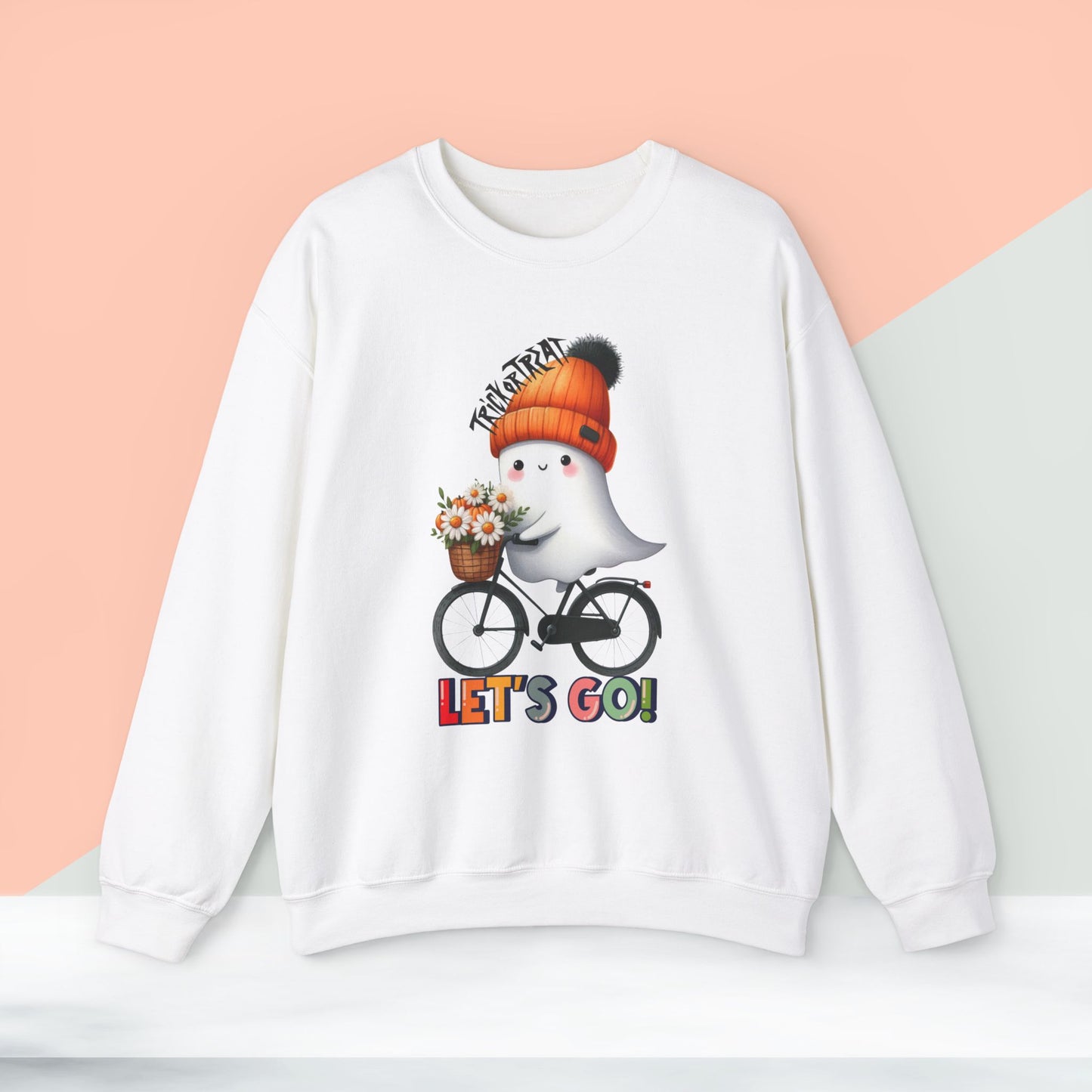 Let's Go Happy Halloween Sweatshirt, Happy Halloween Sweatshirt - Unisex Heavy Blend Crewneck, Halloween Sweatshirt, Cute Spooky Ghost sweatshirt.