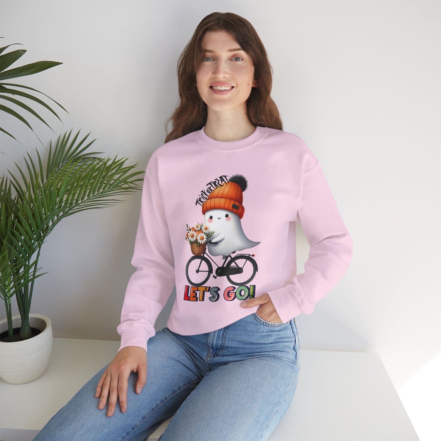 Let's Go Happy Halloween Sweatshirt, Happy Halloween Sweatshirt - Unisex Heavy Blend Crewneck, Halloween Sweatshirt, Cute Spooky Ghost sweatshirt.