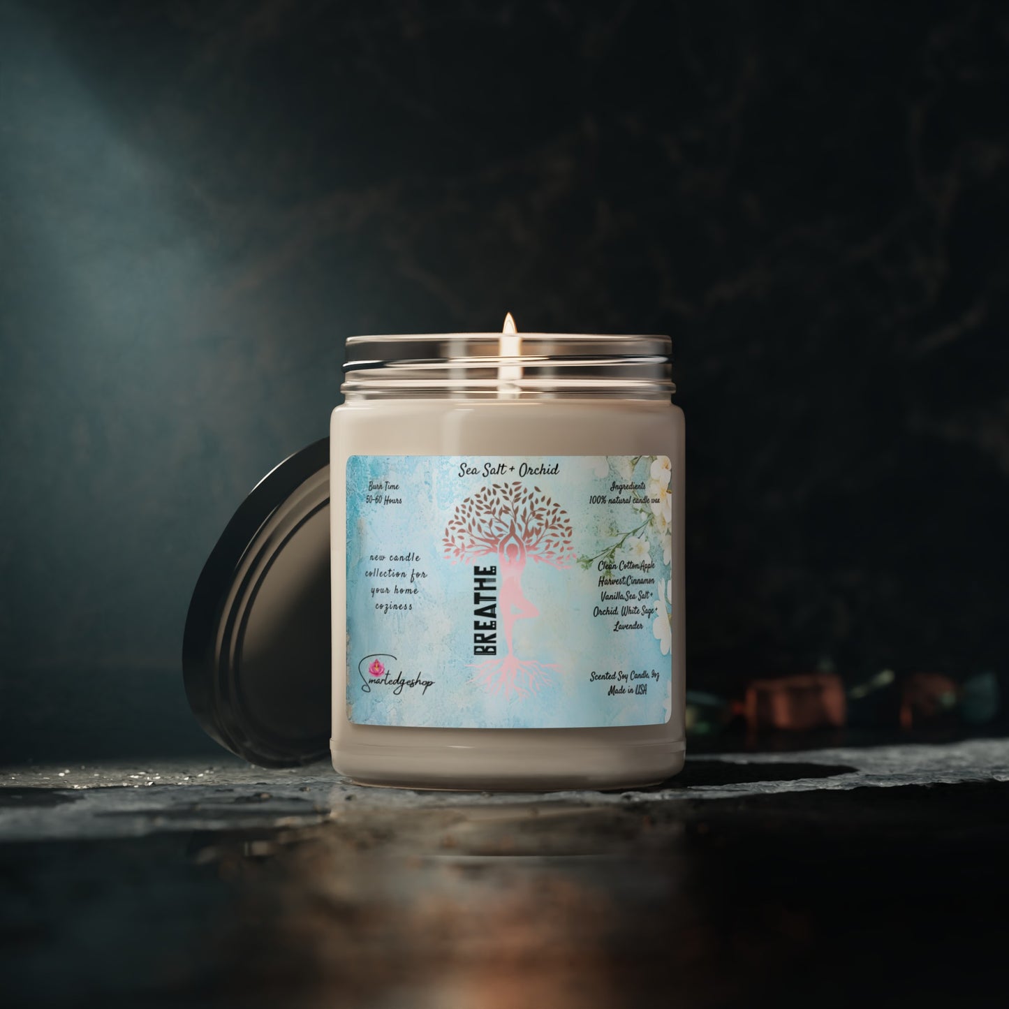 Breathe Yoga Scented Soy Candle, 9oz,Yoga , CuteCandle, Mindful Gift, Yoga lovers candle, Yoga Instructor Gift, Gift For Yoga lovers, Gift For Yogi.