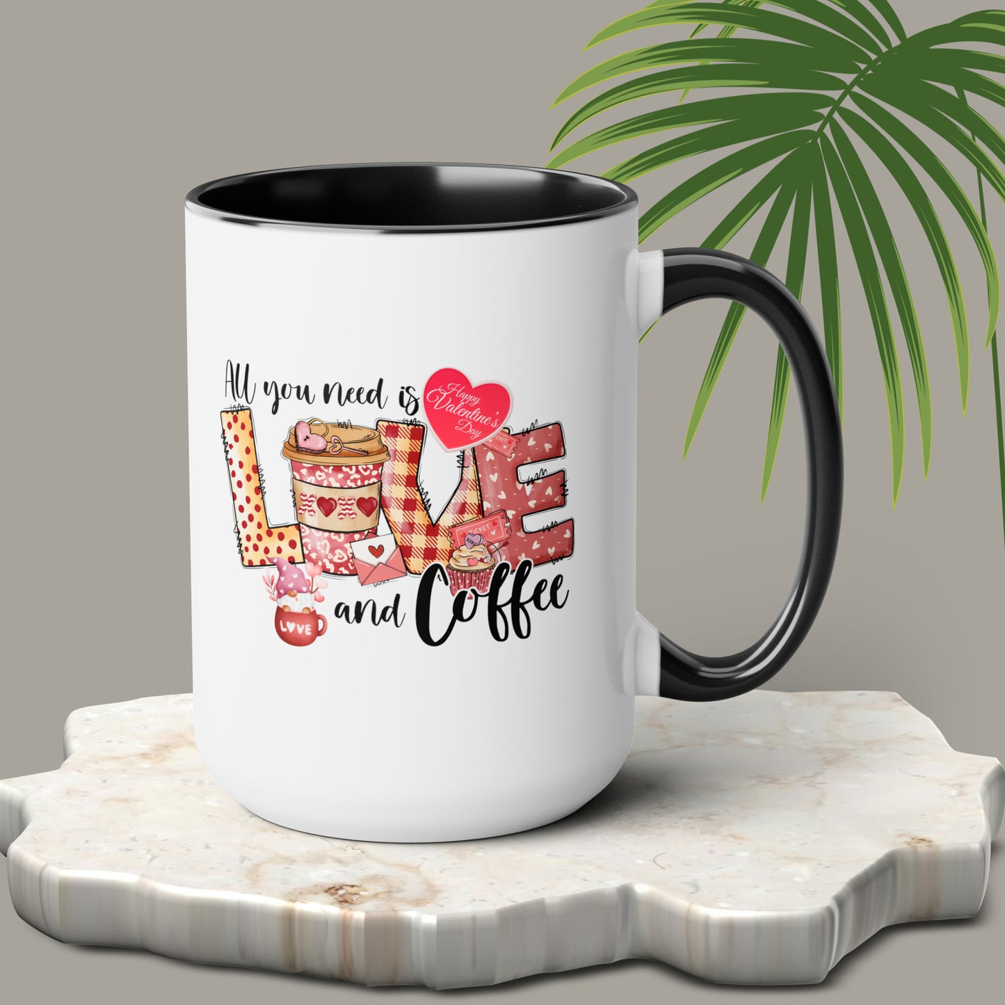 Happy valentines day Two-Tone Coffee Mugs, 15oz