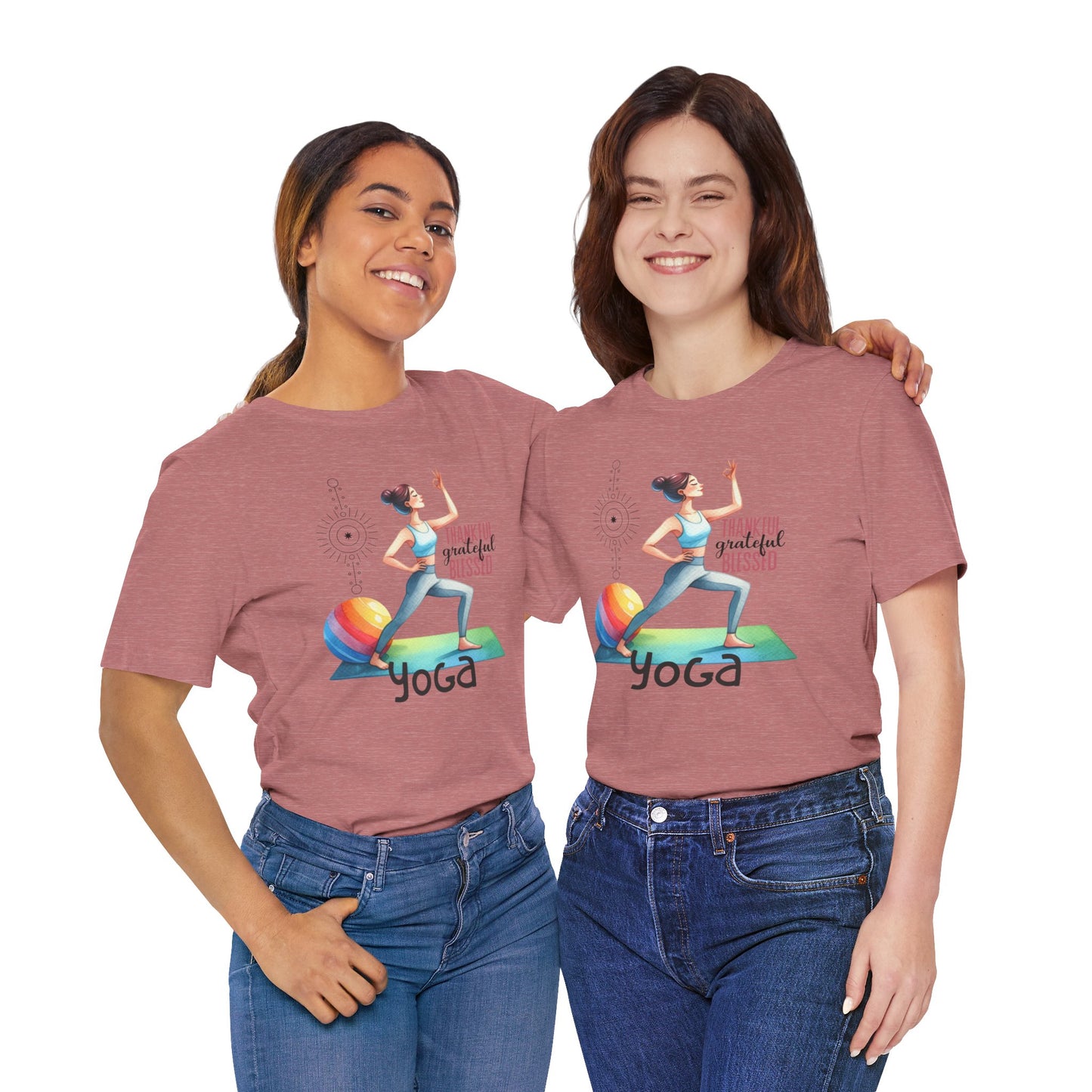 Thankful Grateful Blessed Yoga Design T-Shirt, Cute Yoga workout Shirt, Yoga lovers T-shirt, Yoga Instructor Gift, Gym shirt, Gift For Yoga lover, Gift For Yogi.
