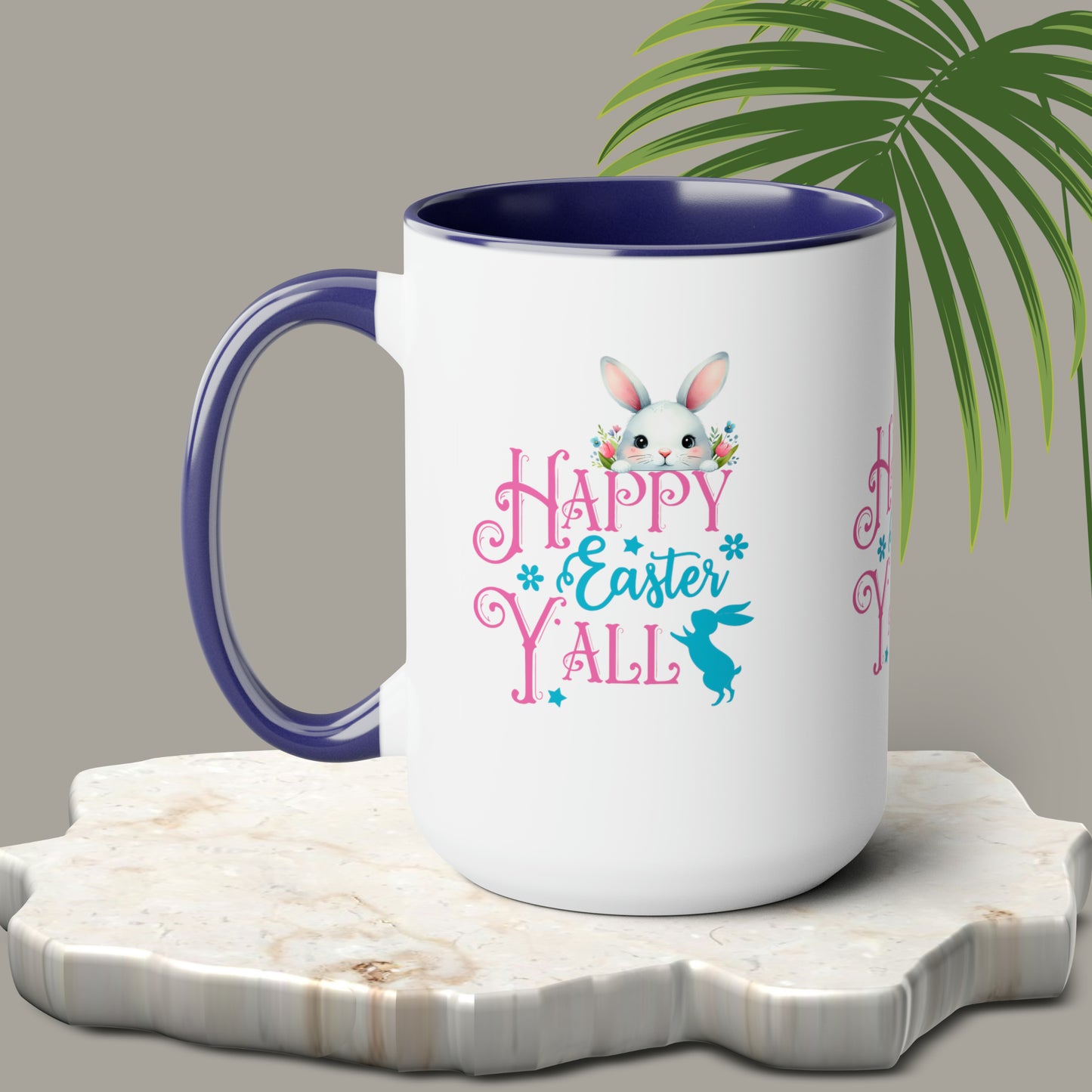 Happy Easter Two-Tone Coffee Mugs, 15oz