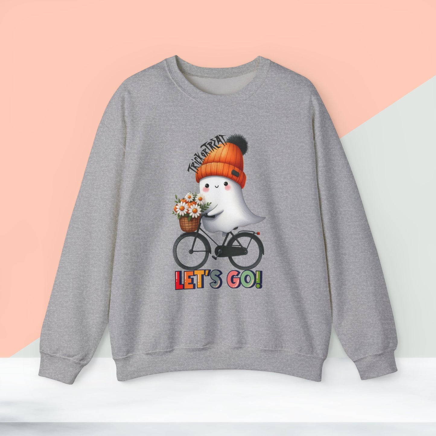 Let's Go Happy Halloween Sweatshirt, Happy Halloween Sweatshirt - Unisex Heavy Blend Crewneck, Halloween Sweatshirt, Cute Spooky Ghost sweatshirt.