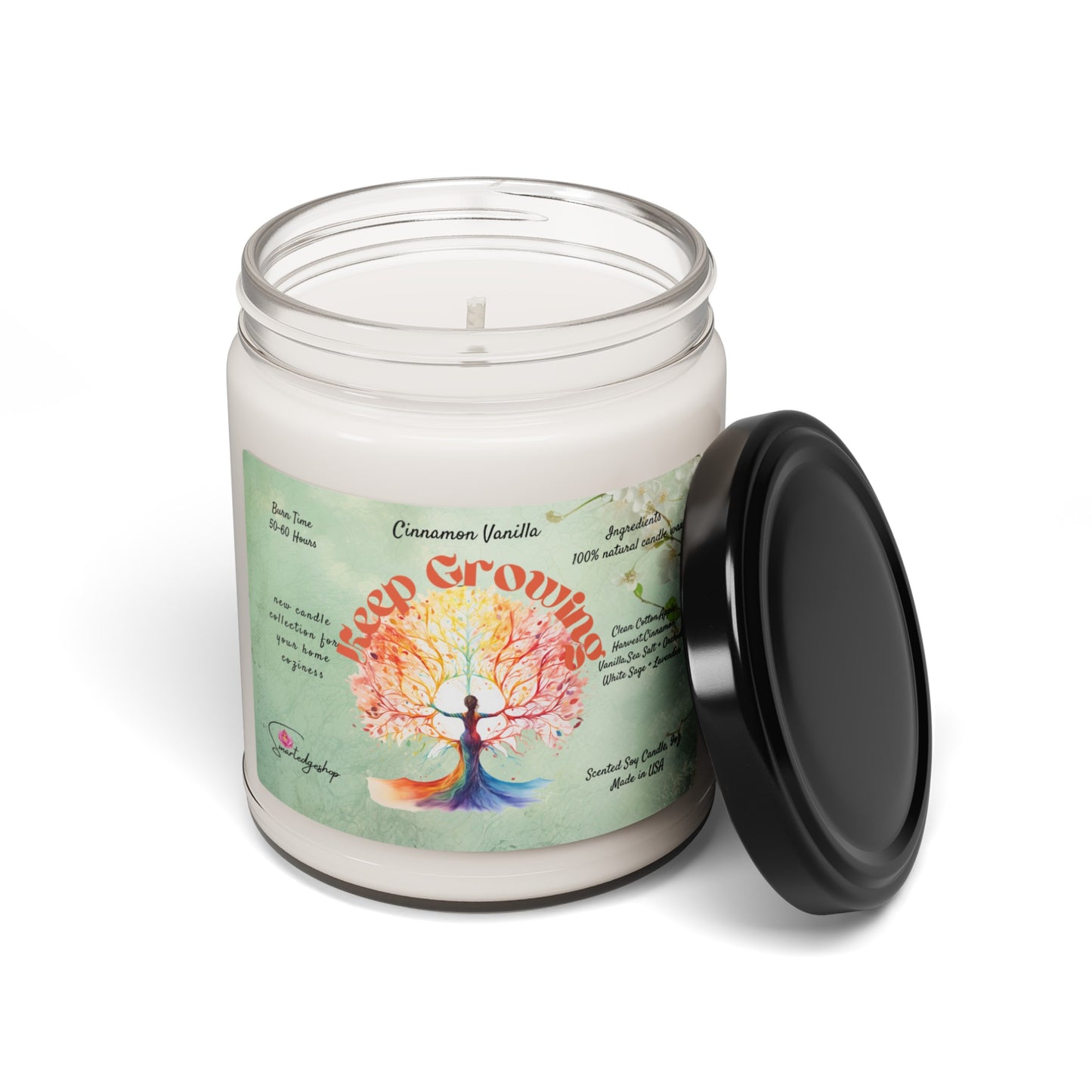 Keep Growing Yoga Scented Soy Candle, 9oz,Yoga , CuteCandle, Mindful Gift, Yoga lovers candle, Yoga Instructor Gift, Gift For Yoga lovers, Gift For Yogi.