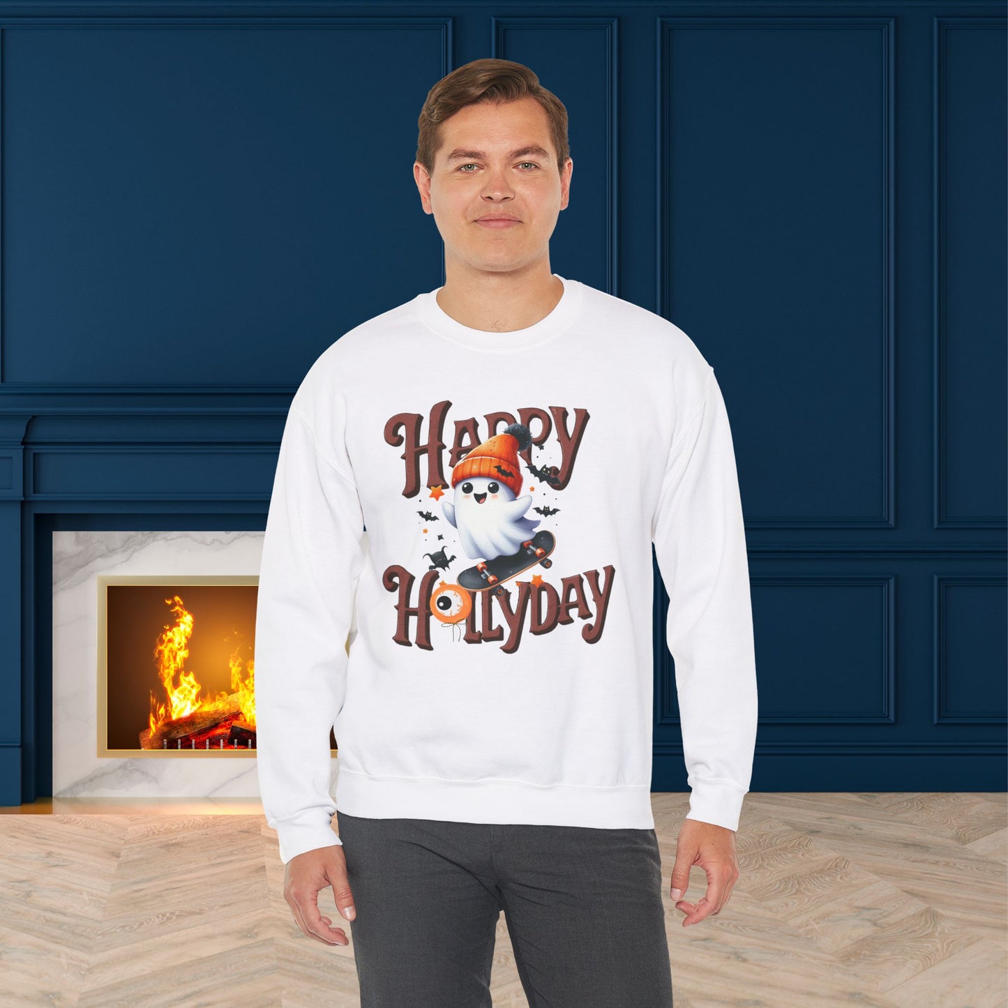 Happy Halloween Sweatshirt, Happy Halloween Sweatshirt - Unisex Heavy Blend Crewneck, Halloween Sweatshirt, Cute Spooky Ghost sweatshirt.