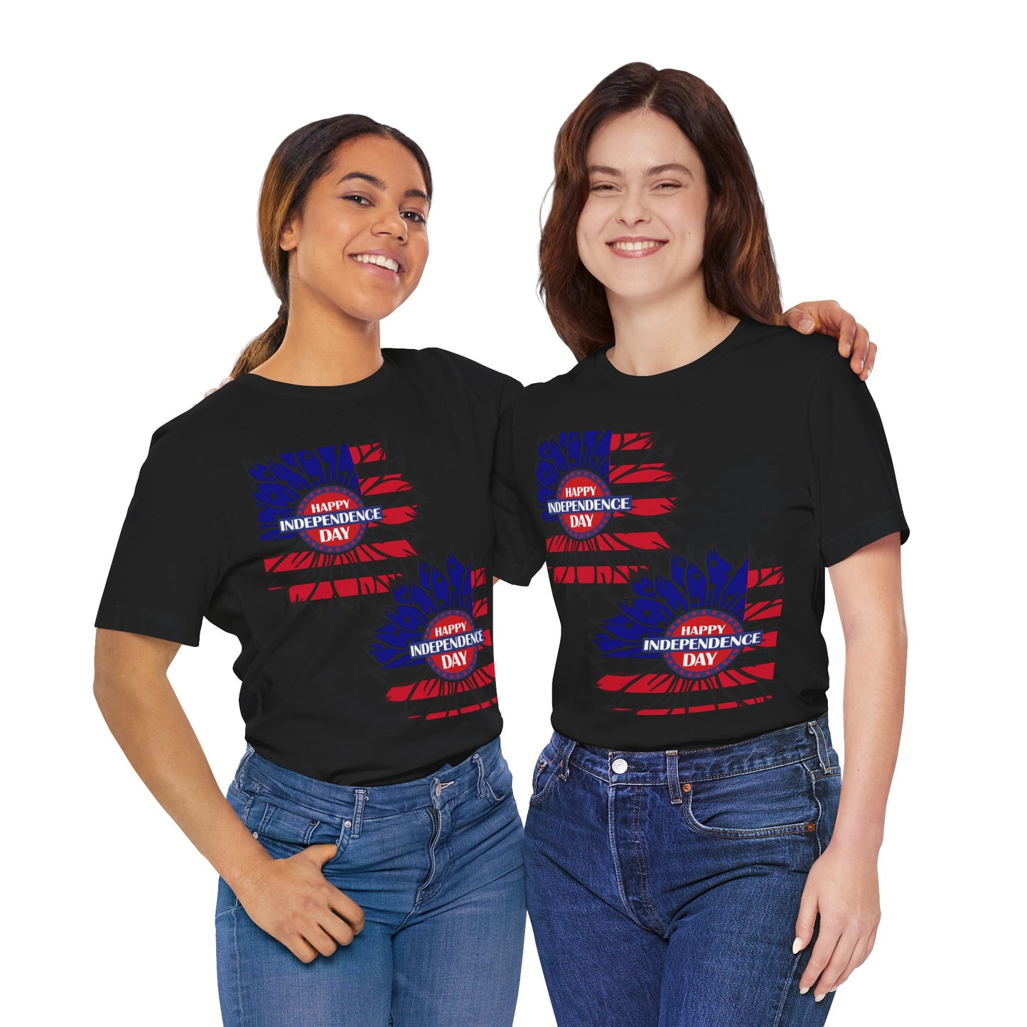 4th of July T-Shirt, Happy Independence Day Sunflower T-Shirt, Fourth of July unisex jersey short sleeve.