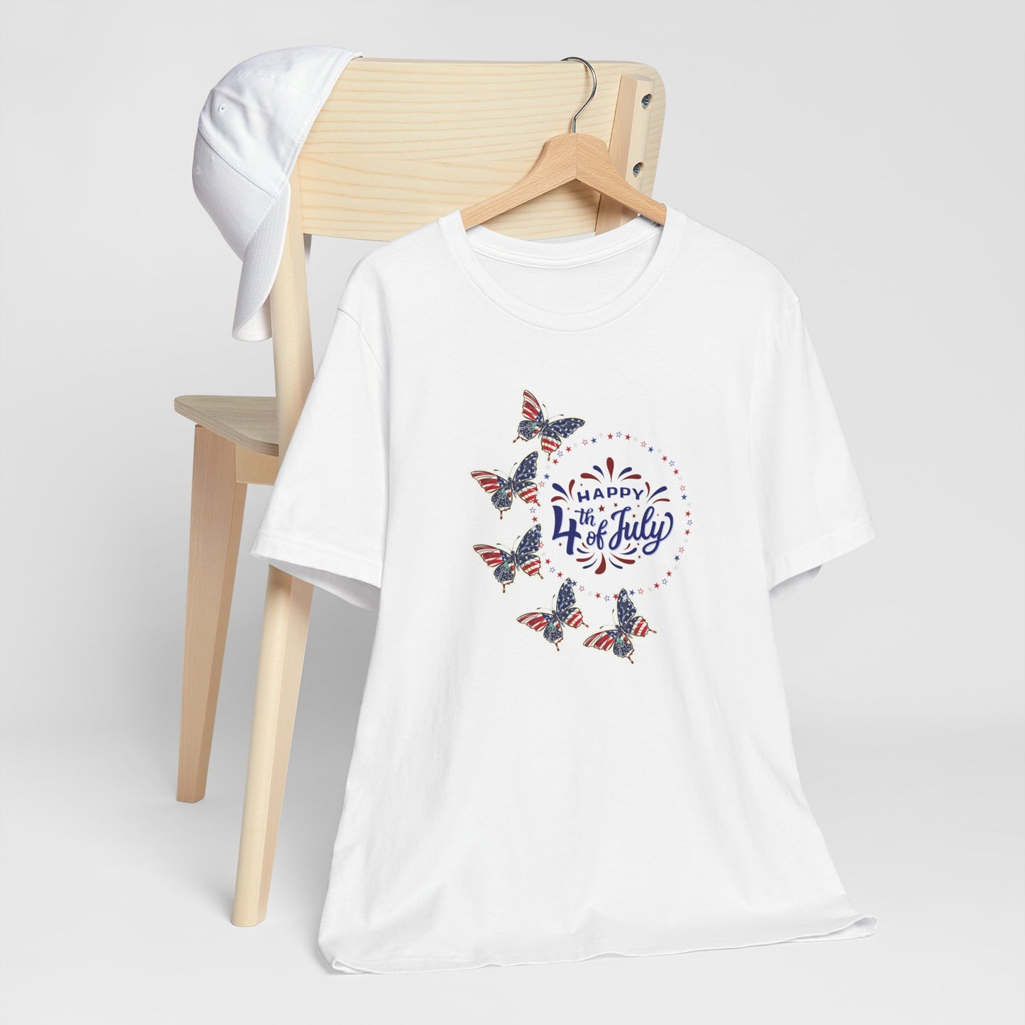 4th of July T-Shirt, Happy 4th Of July Butterfly T-Shirt, Fourth of July unisex jersey short sleeve.