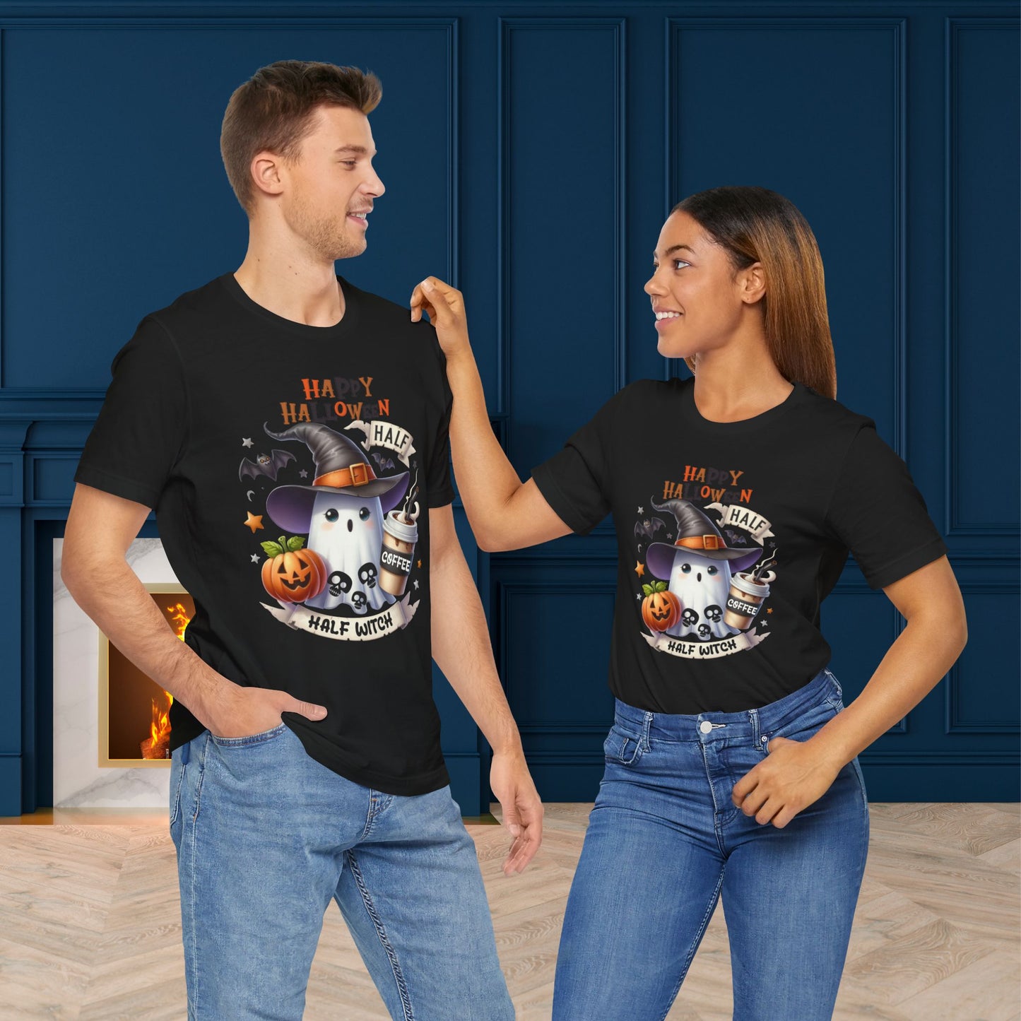 Half Coffee Half Witch T-shirt, Happy Halloween T-shirt, Trick Or Treat T-shirt, Halloween T-shirt, Cool Halloween T-shirt, Spooky T-shirt,