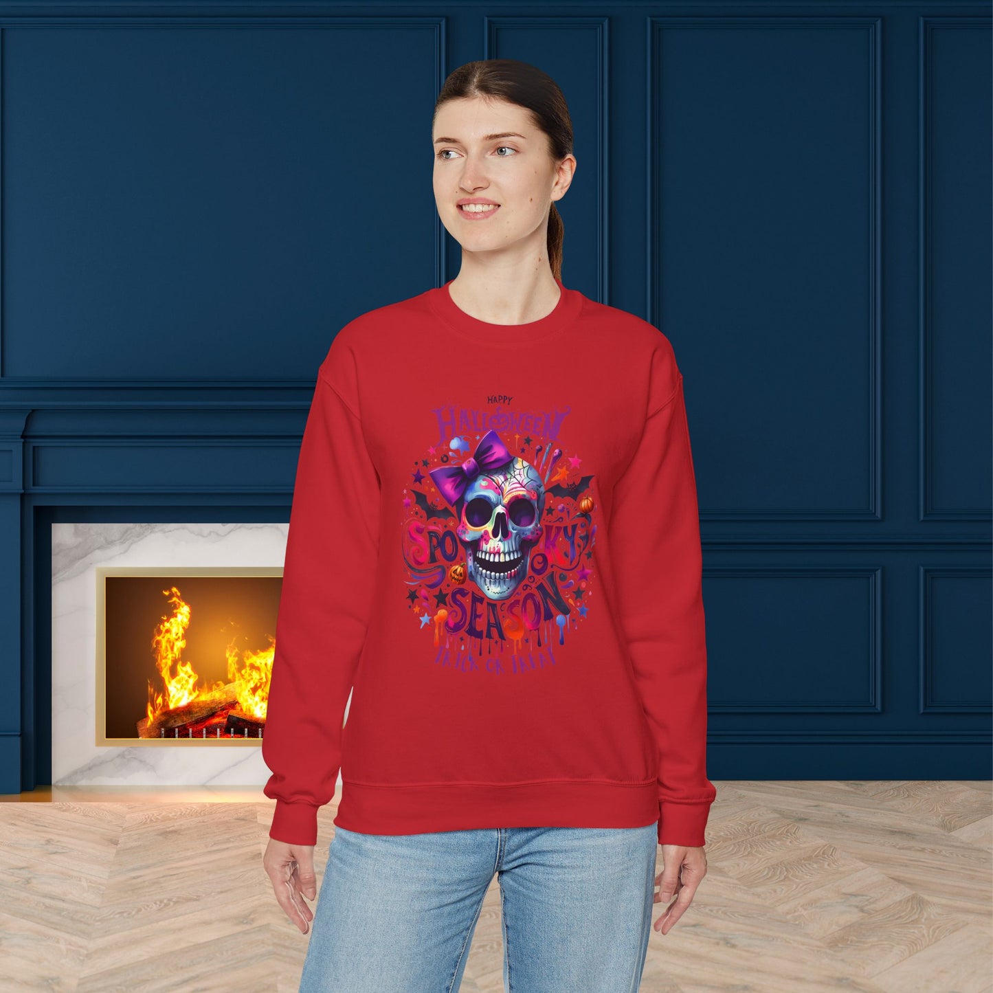 Spooky Season Halloween Sweatshirt, Happy Halloween Sweatshirt - Unisex Heavy Blend Crewneck, Halloween Sweatshirt, Cute Spooky Ghost sweatshirt.