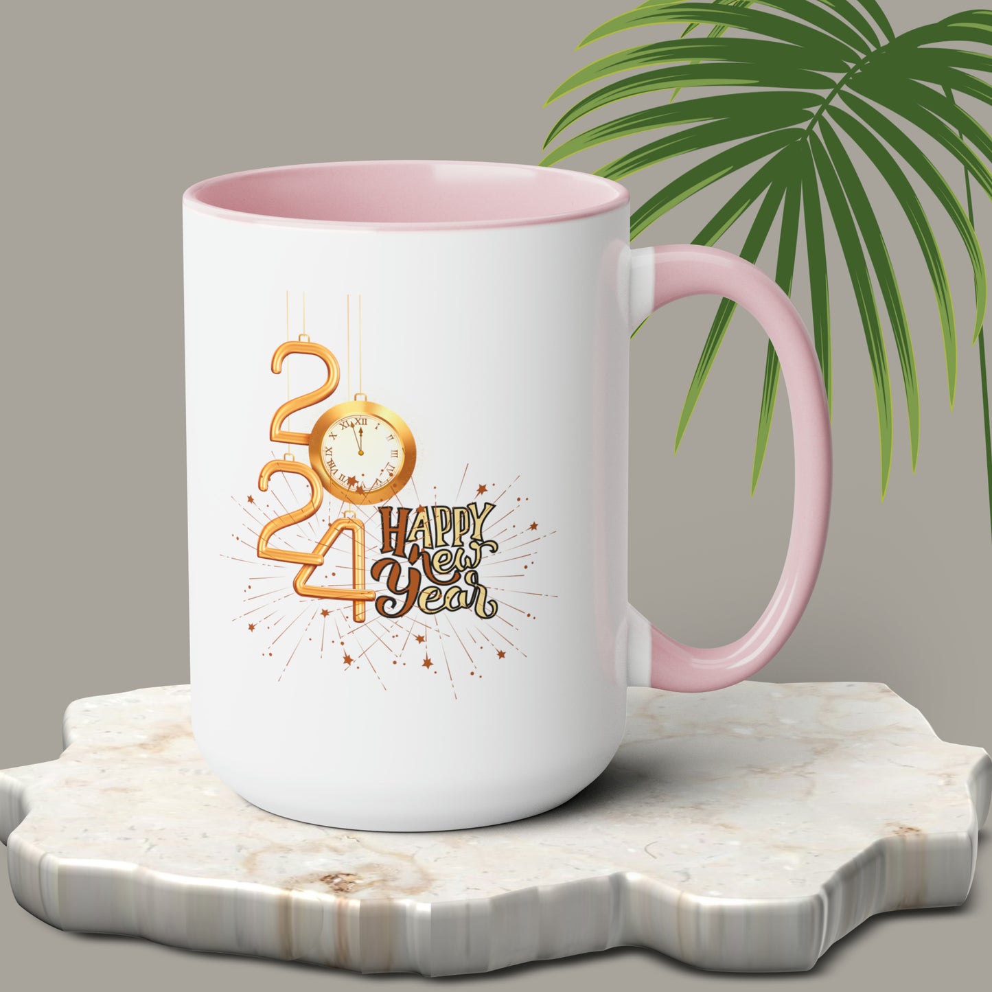 Happy New Year Two-Tone Coffee Mugs, 15oz