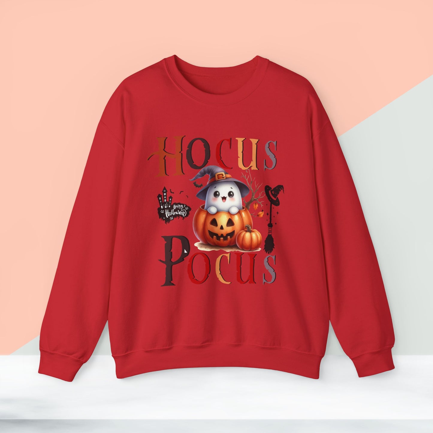 Hocus Pocus Happy Halloween Sweatshirt, Happy Halloween Sweatshirt - Unisex Heavy Blend Crewneck, Halloween Sweatshirt, Cute Spooky Ghost sweatshirt.