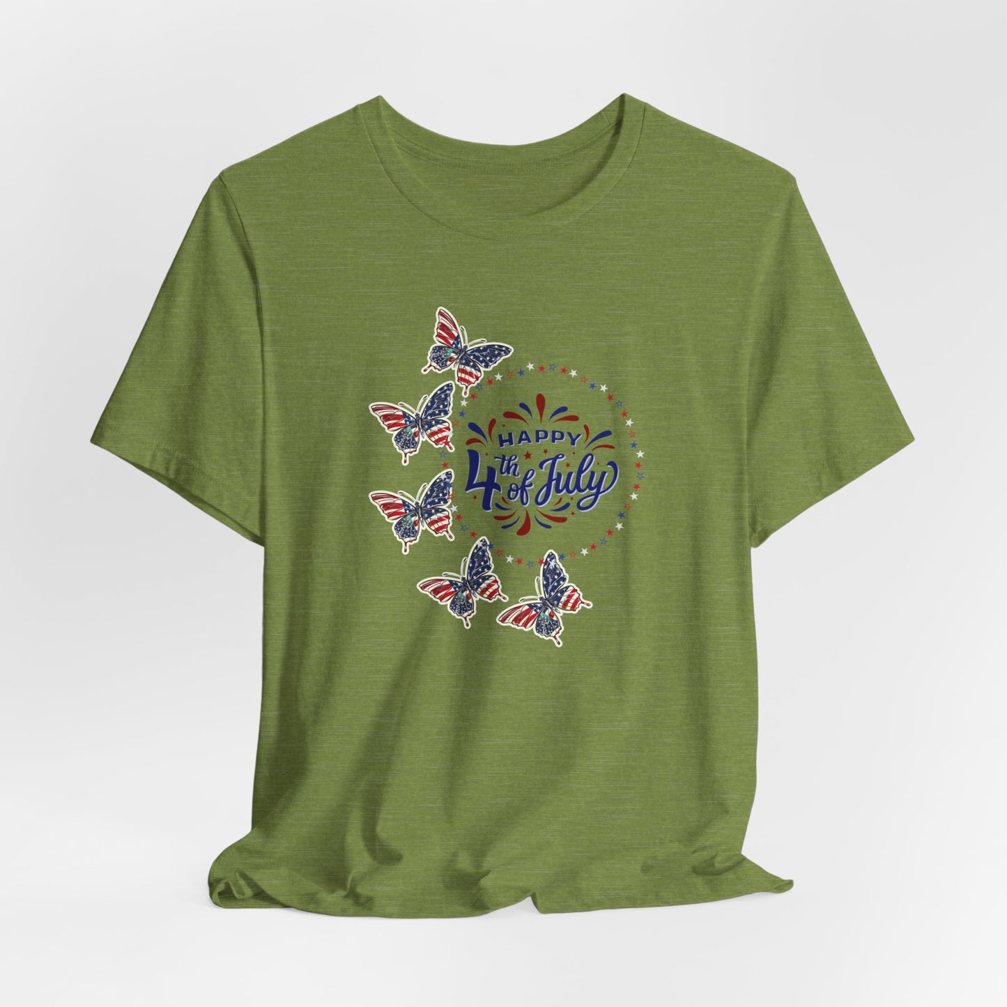 4th of July T-Shirt, Happy 4th Of July Butterfly T-Shirt, Fourth of July unisex jersey short sleeve.