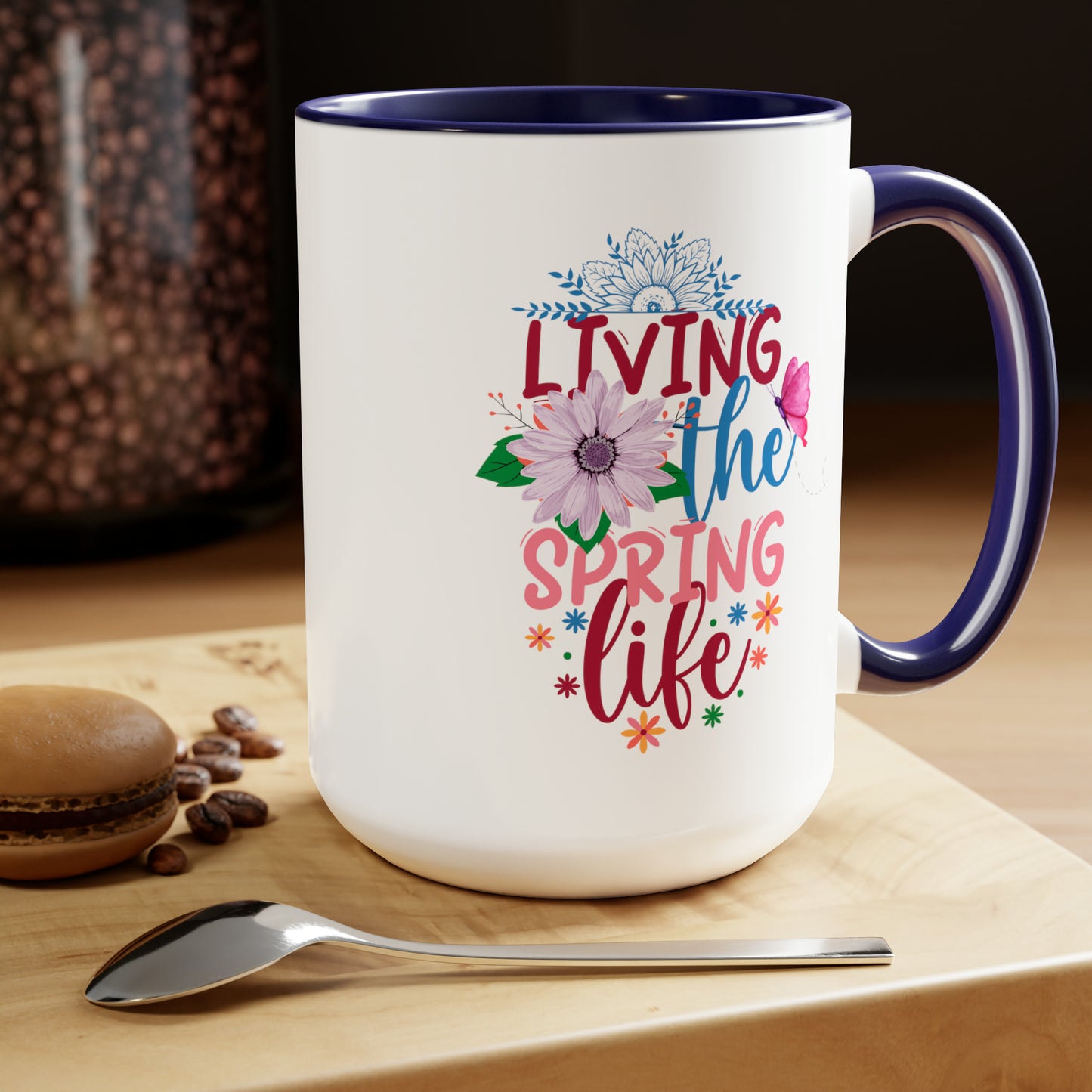 Living The Spring time Two-Tone Coffee Mugs, 15oz