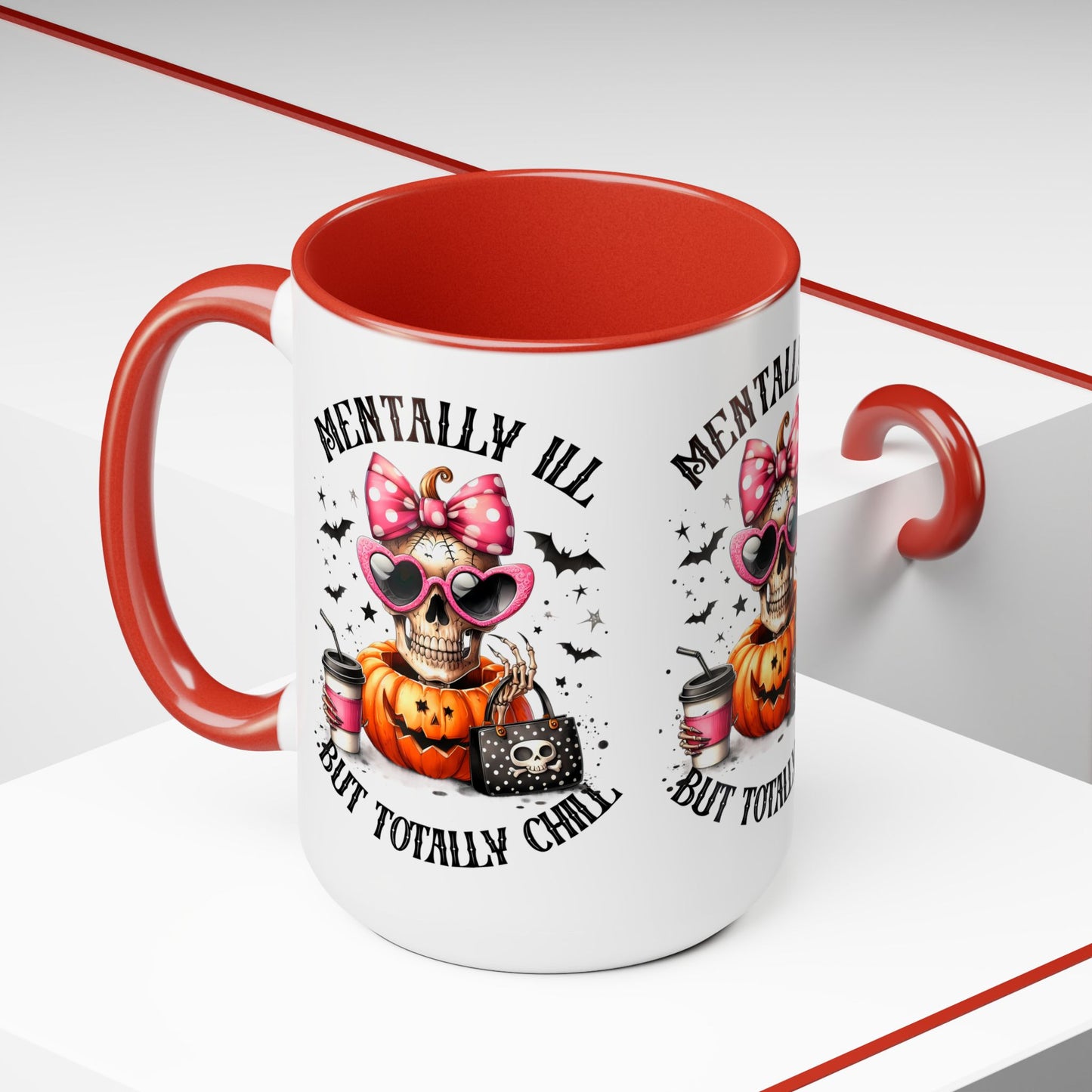 Mentally Ill But Totally Chill Halloween Coffee Mug, Let's Go Halloween Coffee Mug, Trick or Treat Halloween Coffee Mug, Cute Skeleton Coffee Mug, Spooky Season Halloween Coffee Mug.