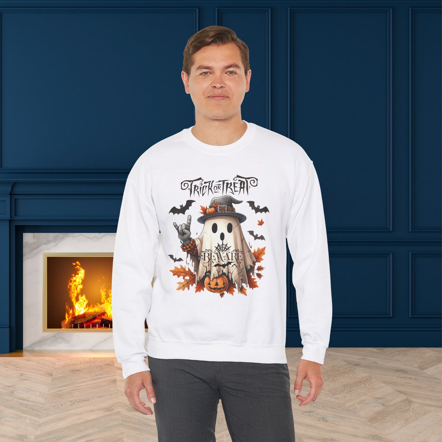 Trick Or Treat Halloween Sweatshirt, Happy Halloween Sweatshirt - Unisex Heavy Blend Crewneck, Halloween Sweatshirt, Cute Spooky Ghost sweatshirt.