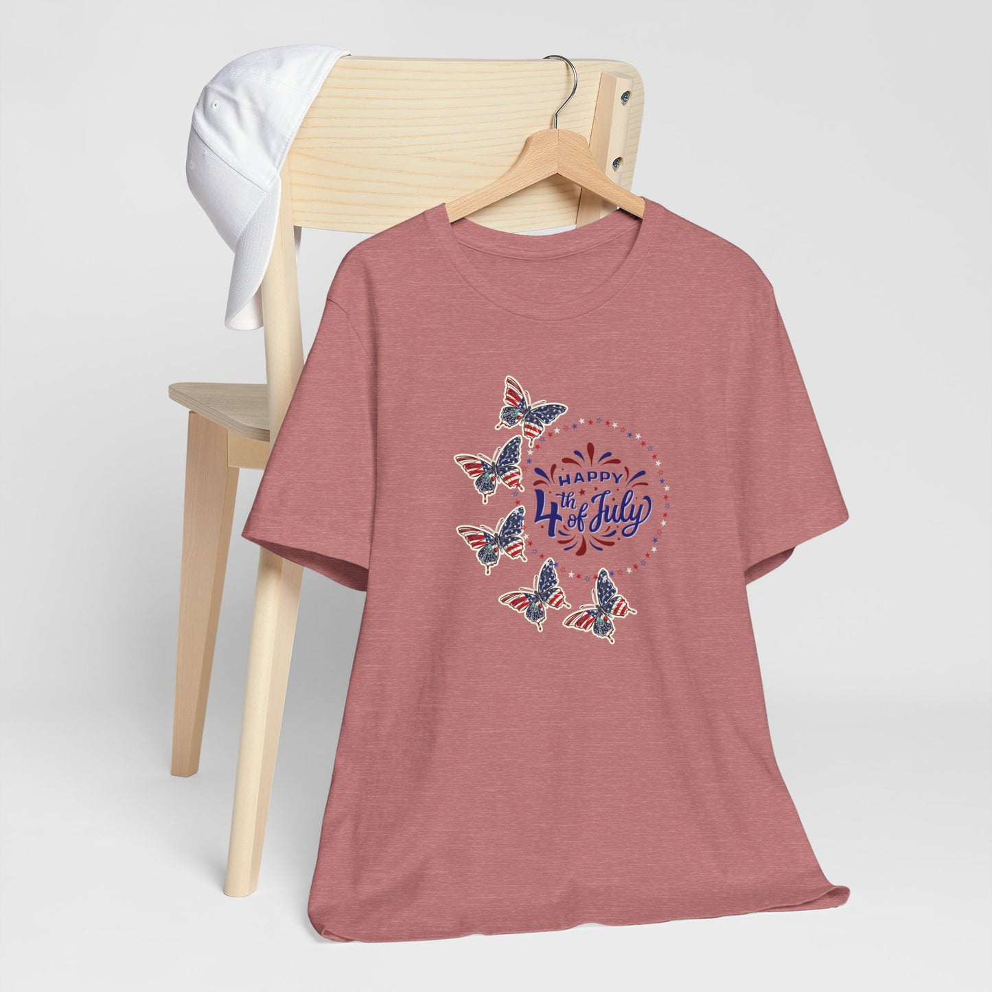 4th of July T-Shirt, Happy 4th Of July Butterfly T-Shirt, Fourth of July unisex jersey short sleeve.