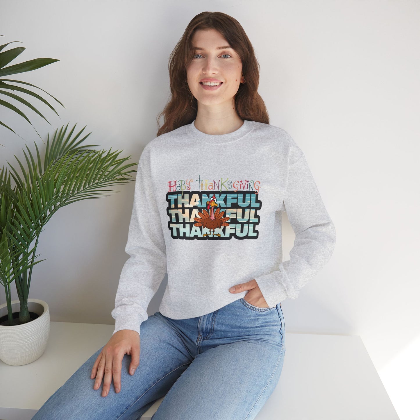 Thankful Sweatshirt, HappyThanksgiving Sweatshirt - Unisex Heavy Blend, Happy Thanksgiving2024 Sweatshirt, Thanksgiving Gift, Festive Sweatshirt.