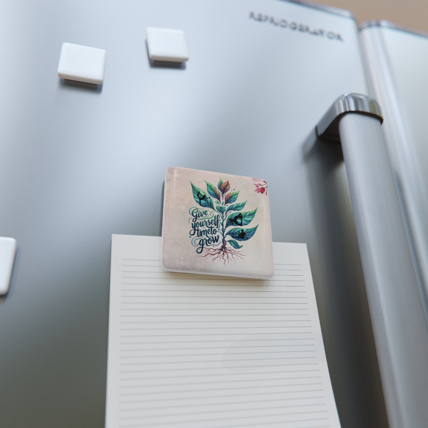 Give Yourself Time To Grow Yoga Porcelain Magnet, Square, Cute Porcelain Magnet, Mindful Gift, Yoga lovers Porcelain Magnet, Yoga Instructor Gift, Gift For Yoga lovers, Gift For Yogi.