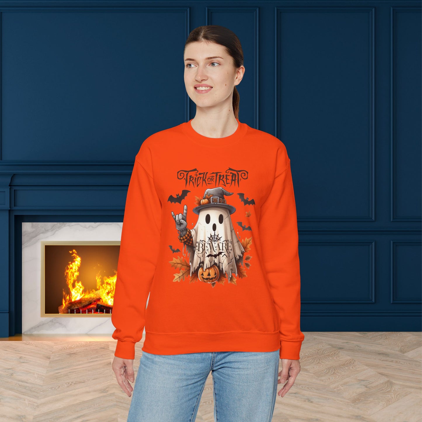 Trick Or Treat Halloween Sweatshirt, Happy Halloween Sweatshirt - Unisex Heavy Blend Crewneck, Halloween Sweatshirt, Cute Spooky Ghost sweatshirt.