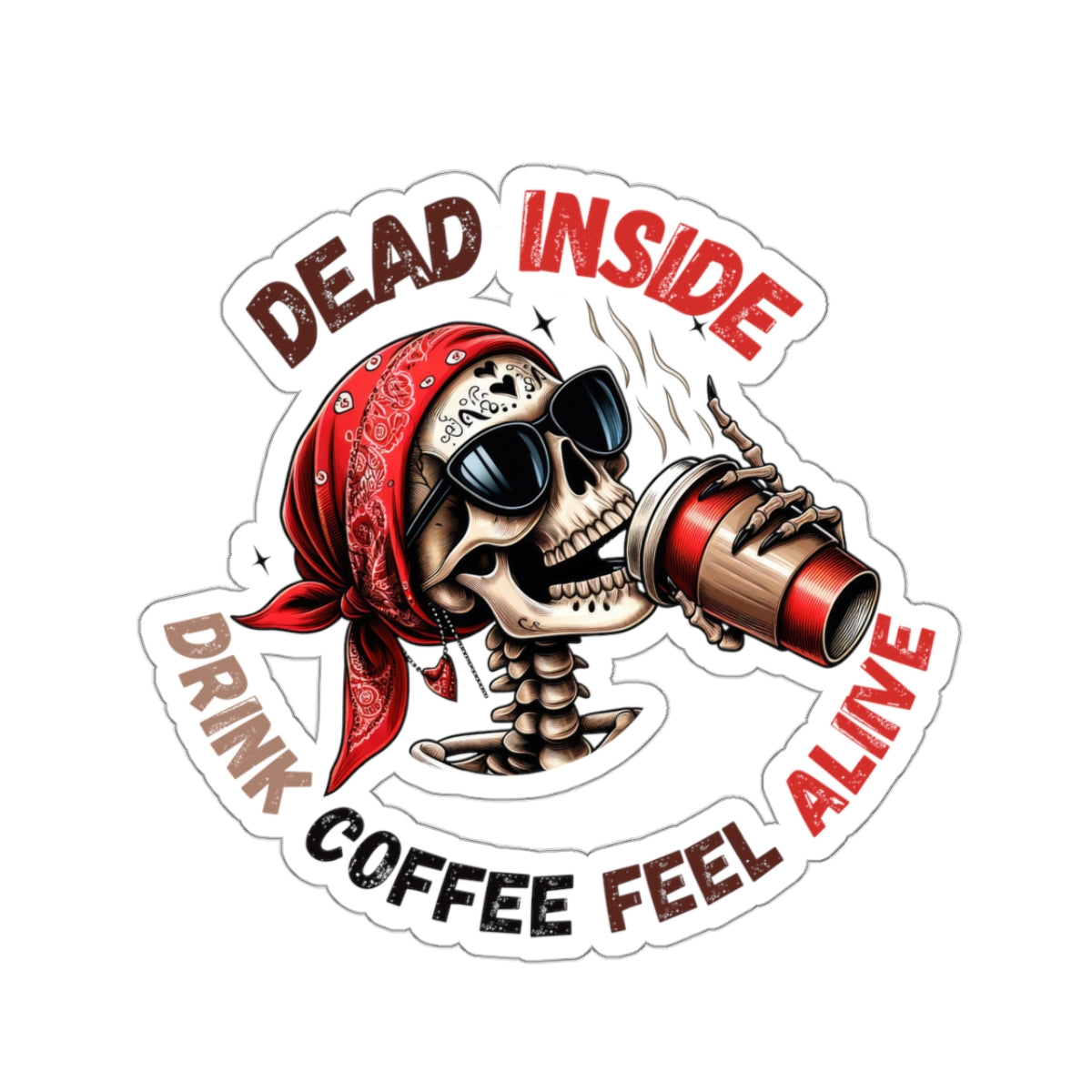 Drink Coffee Feel alive Kiss-Cut Stickers, Happy Halloween Kiss-Cut Stickers, Spooky Season Kiss-Cut Stickers, Cute Cat Halloween Kiss-Cut Stickers.