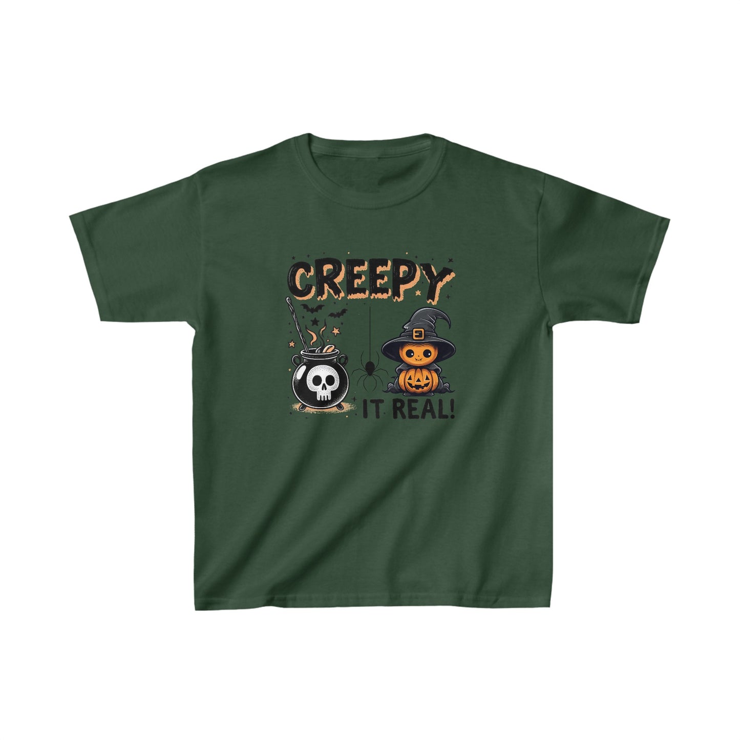 Creepy It's Real Kids T-Shirt, Happy Halloween Kids Shirt, Spooky Halloween Kids Heavy Cotton™ Tee, Spooky Season Kids Shirt, Spooky Vibes Shirt, Trick Or Treat Cotton T-Shirt.