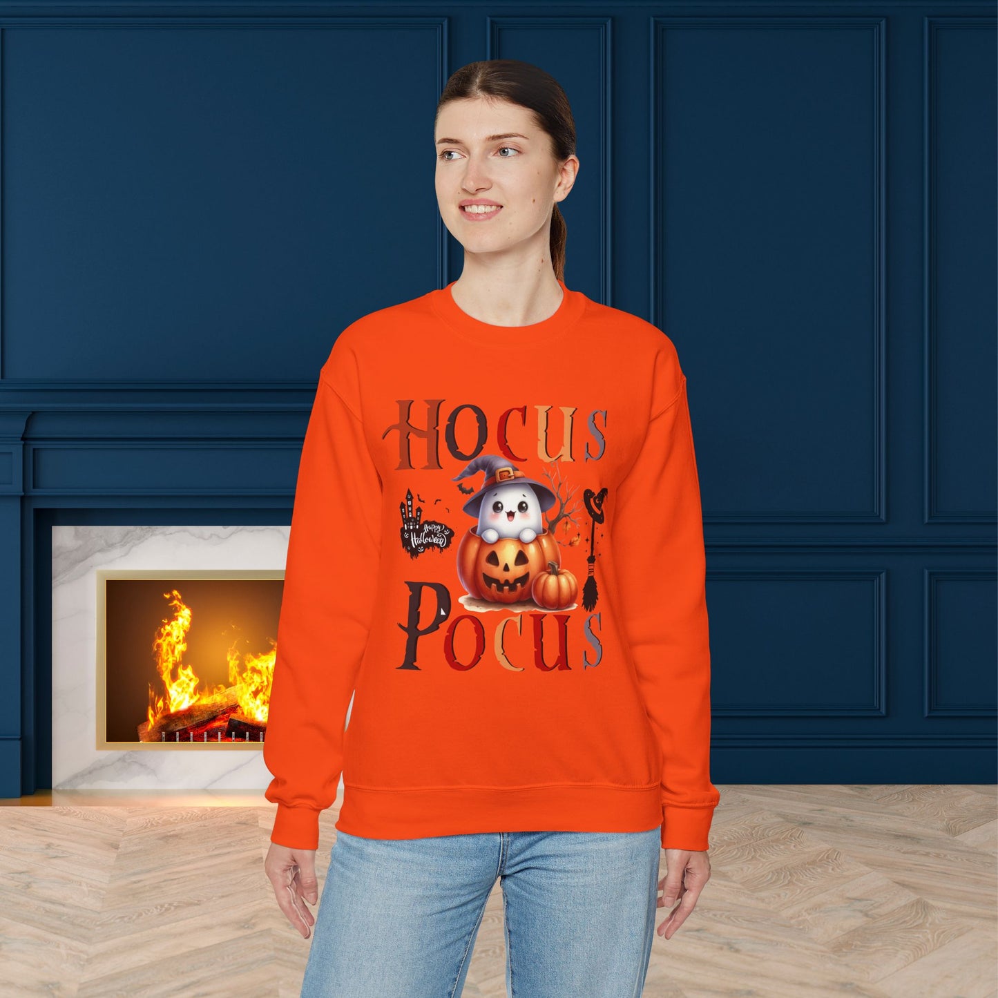 Hocus Pocus Happy Halloween Sweatshirt, Happy Halloween Sweatshirt - Unisex Heavy Blend Crewneck, Halloween Sweatshirt, Cute Spooky Ghost sweatshirt.