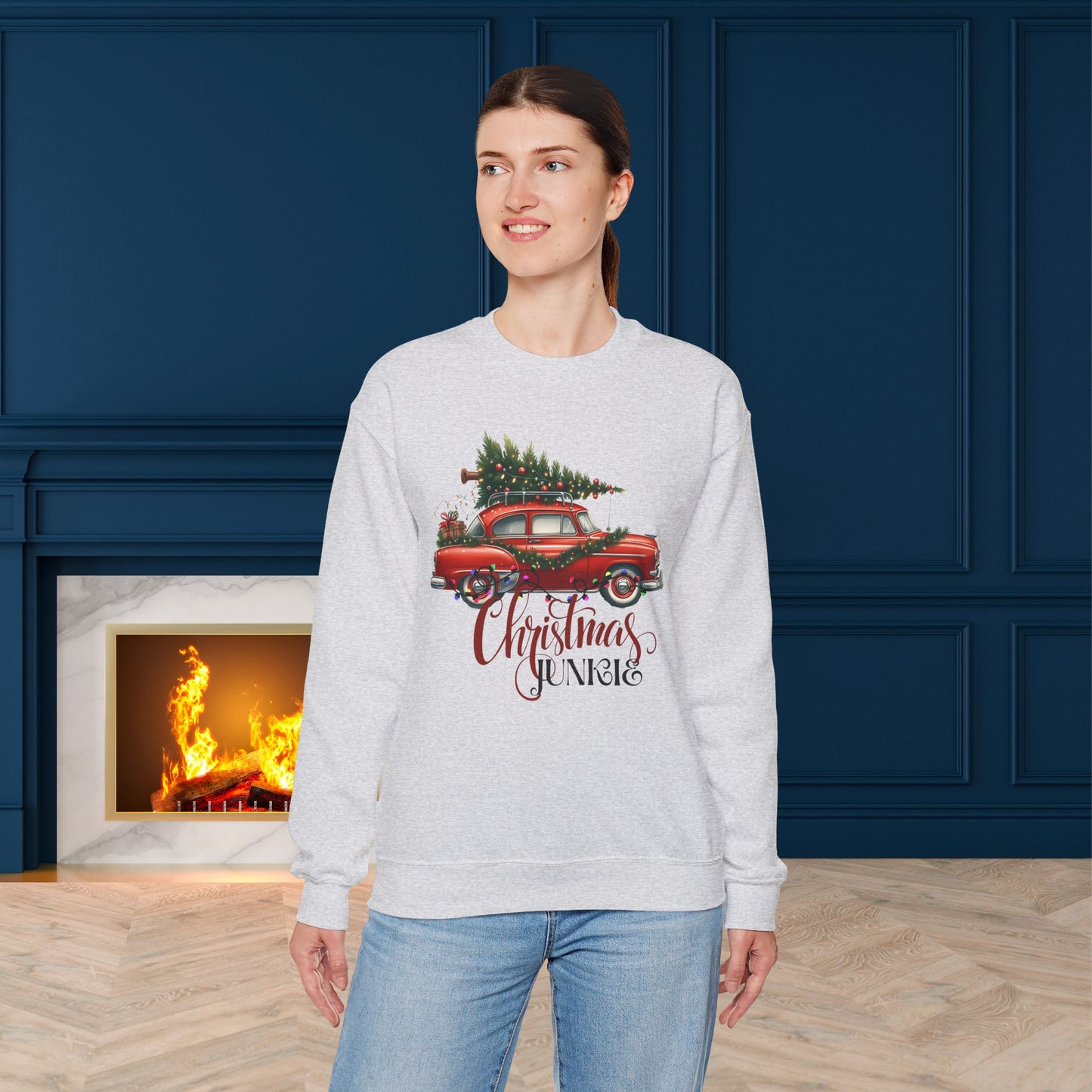 Christmas Junkie Christmas Sweatshirt - Unisex Heavy Blend, Merry Christmas, Festive, Christmas Gift, Crewneck, merry Christmas Sweatshirt, Christmas Sweatshirt Christmas Gift, Festive Sweatshirt.