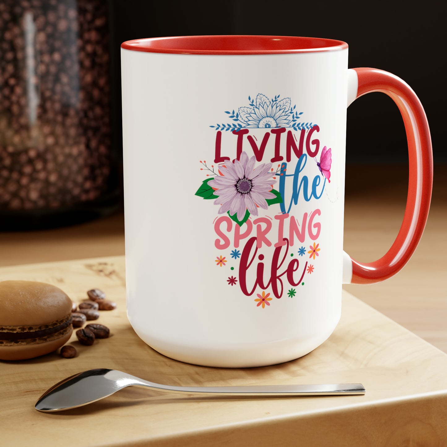 Living The Spring time Two-Tone Coffee Mugs, 15oz