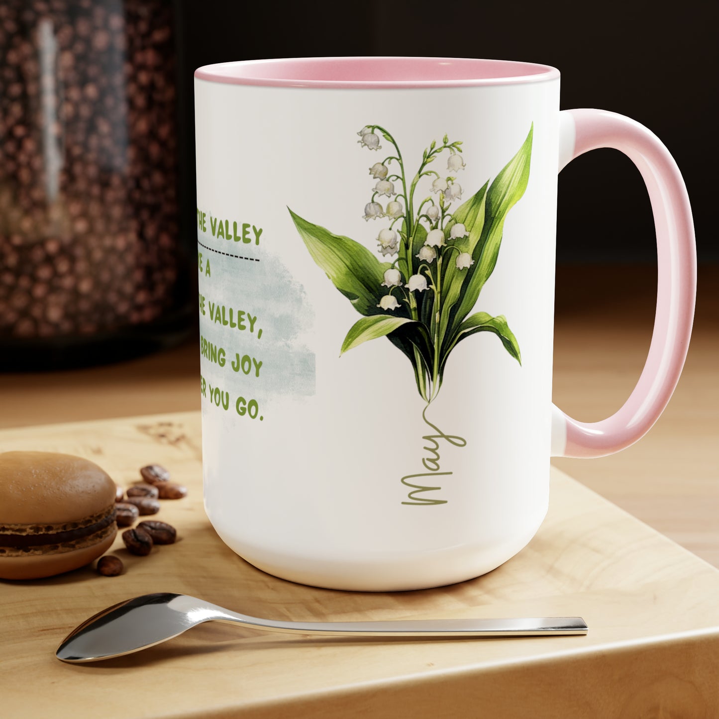 Birth Month FlowerTwo-Tone Coffee Mugs, 15oz, May Birth Month Flower mug.