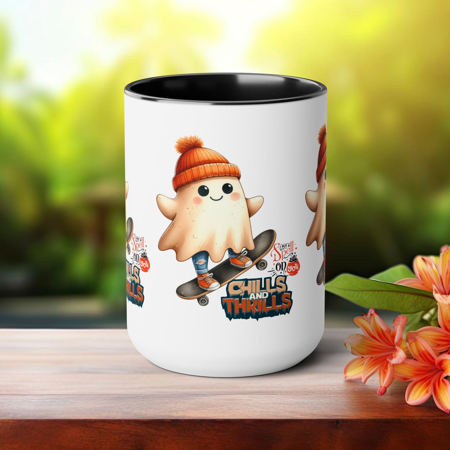 Chills & Thrills Halloween Coffee Mug, Let's Go Halloween Coffee Mug, Trick or Treat Halloween Coffee Mug, Cute Skeleton Coffee Mug, Spooky Season Halloween Coffee Mug.