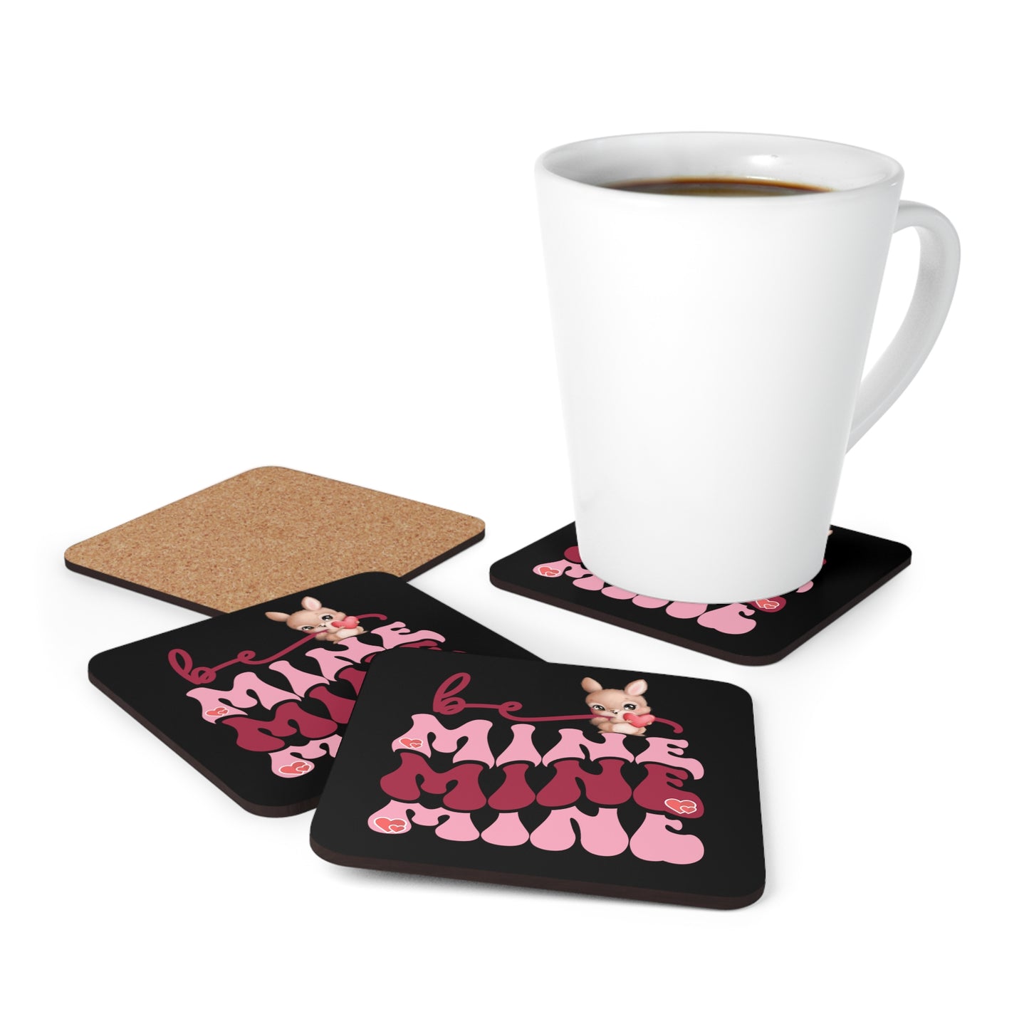 Happy Valentines Day Corkwood Coaster Set