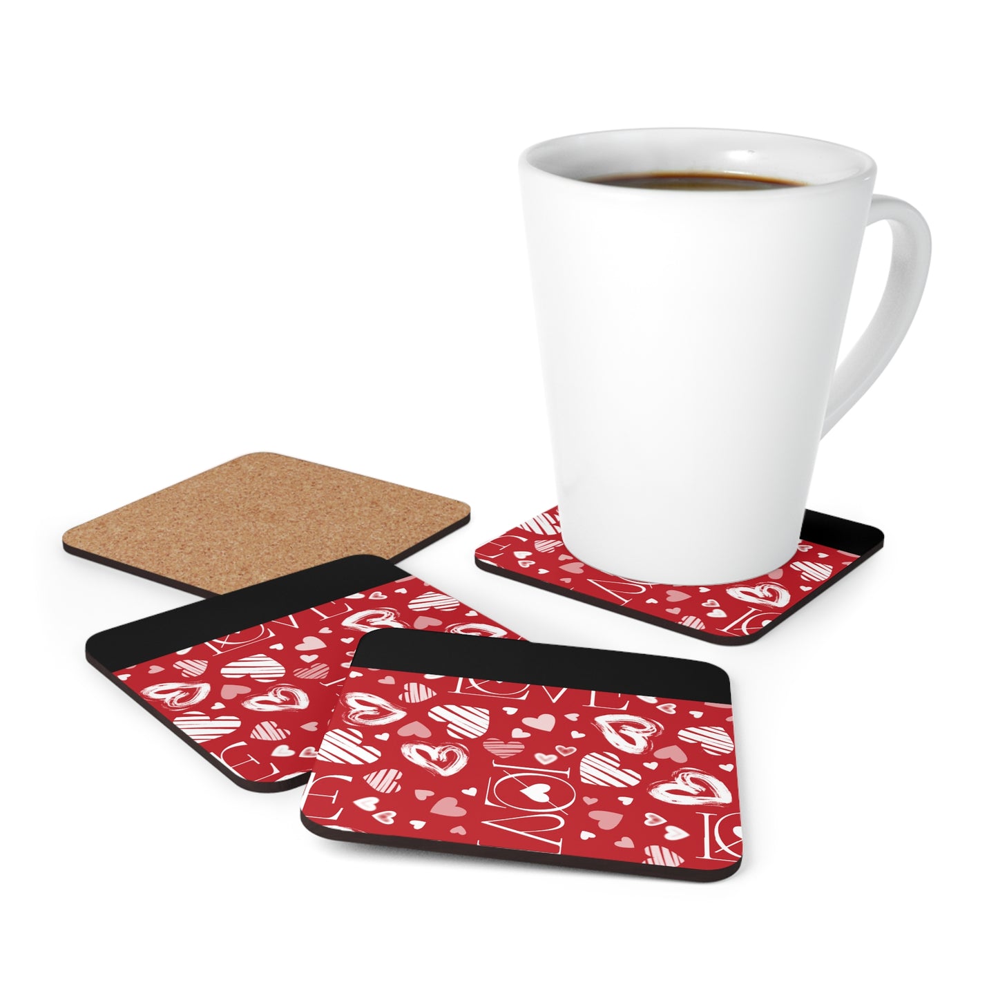 Happy Valentines Day Corkwood Coaster Set
