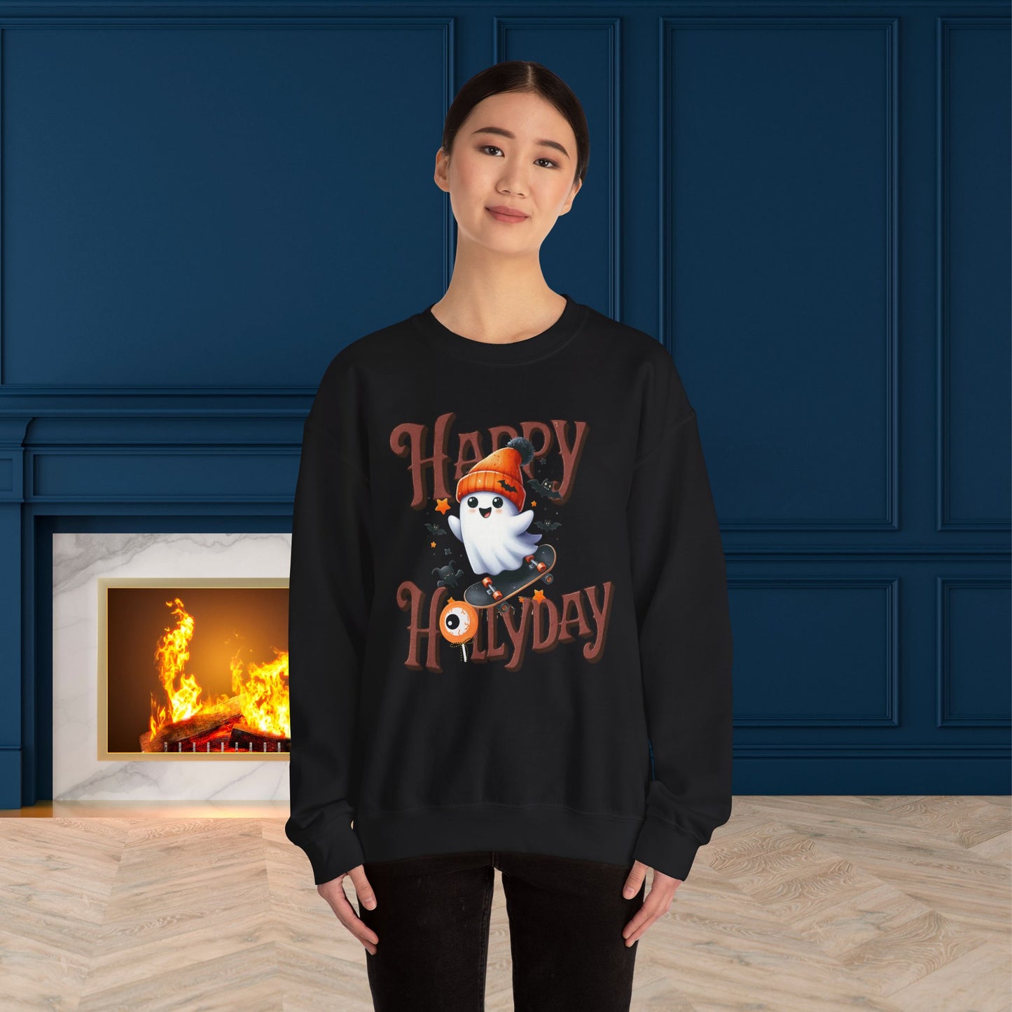 Happy Halloween Sweatshirt, Happy Halloween Sweatshirt - Unisex Heavy Blend Crewneck, Halloween Sweatshirt, Cute Spooky Ghost sweatshirt.