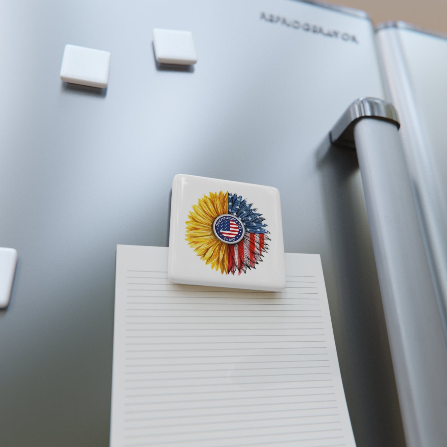 Happy 4th of July Porcelain Magnet, Square, America, Flag, Peace Love America. Proud To Be An American, Red White Blue Magnet, God Bless America Magnet.